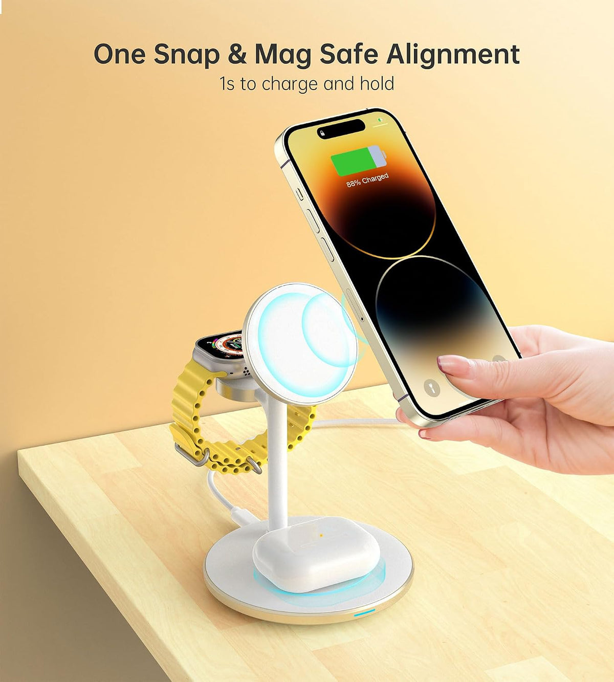 XooFly 3 in 1 Magnetic Wireless Charging Station for Apple Devices,15W