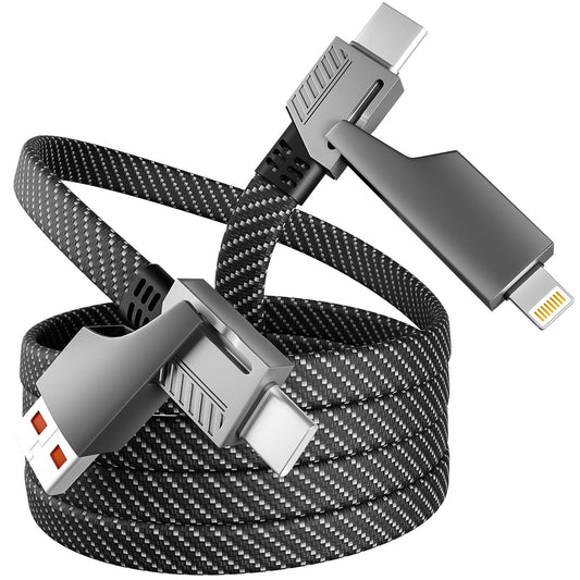 4 in 1 Multi Charging Cable Fast Charging 65W, USB C Cable with E-Mark Chip | Multiple iPhone Charger Cord for iPhone 17-12/Pad/Android/Tablets and More, Carplay Cable, Travel Essentials - 4FT
