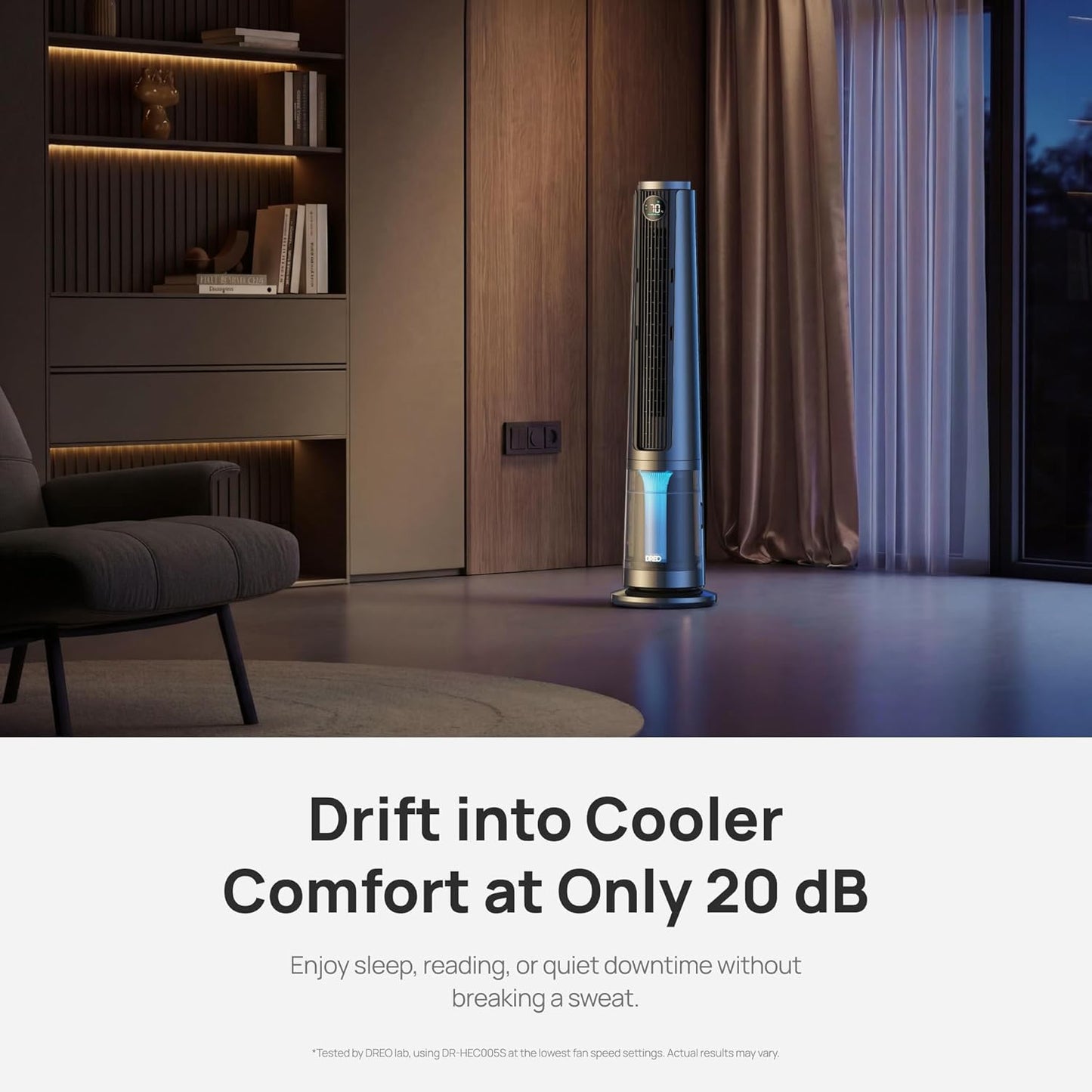DREO TurboCool Misting Fan 765S, Fans that Blow Cold Air, 10°F Cooling Fan | 34ft/s Fast Evaporative Air Cooler, 6L Tank, 20 dB Quiet DC Motor, 90° Tower Fan with 12 Speeds, 4 Modes for Home, Grey