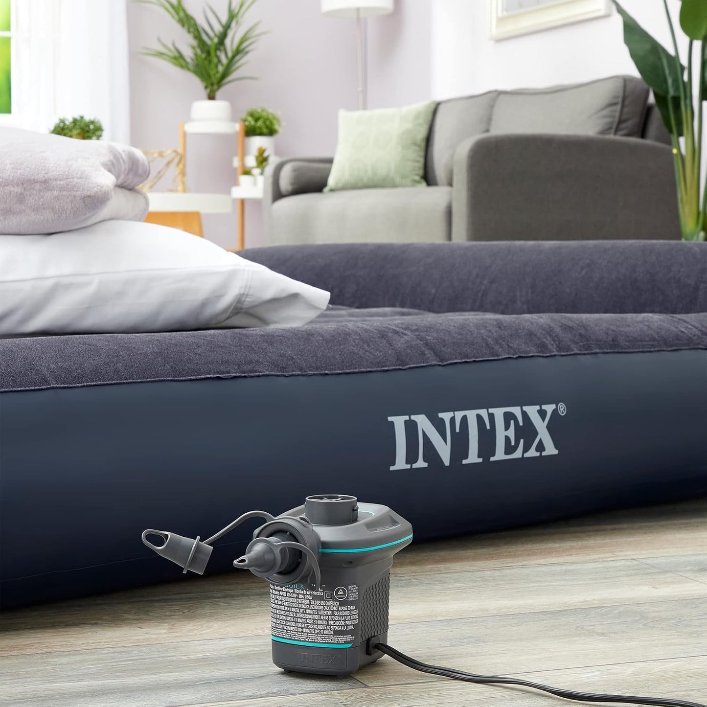 INTEX QuickFill Electric Air Pump: Inflates and Deflates Air Mattresses, Inflatable Kayaks, Boats, Toys