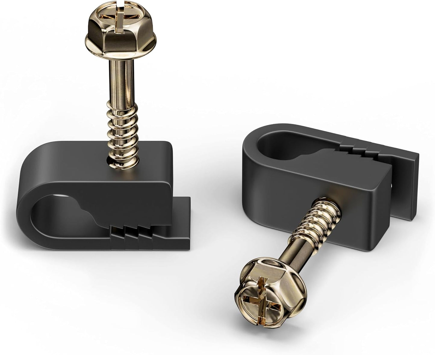 THE CIMPLE CO Single Cable Clips with Screws - 1/4 Inch Coaxial Cable Clamps Outdoor - Exterior Cord Management for Coax, CAT Ethernet, Electrical Wire - Screw Clamps for Wires - 100 PCS, Black