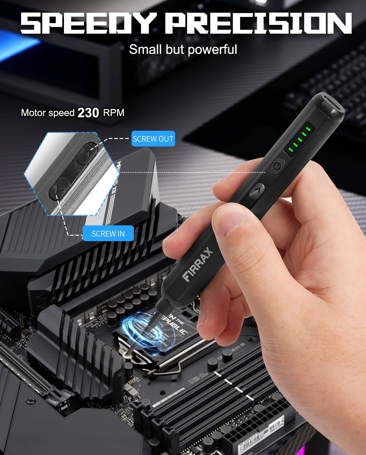 Mini Electric Screwdriver, FIRRAX 76-in-1 Electric Precision Screwdriver | 5 Torque Settings, 64 Bits, LED Lights, Power Screwdriver Repair Tool Kit for PC Phone Camera
