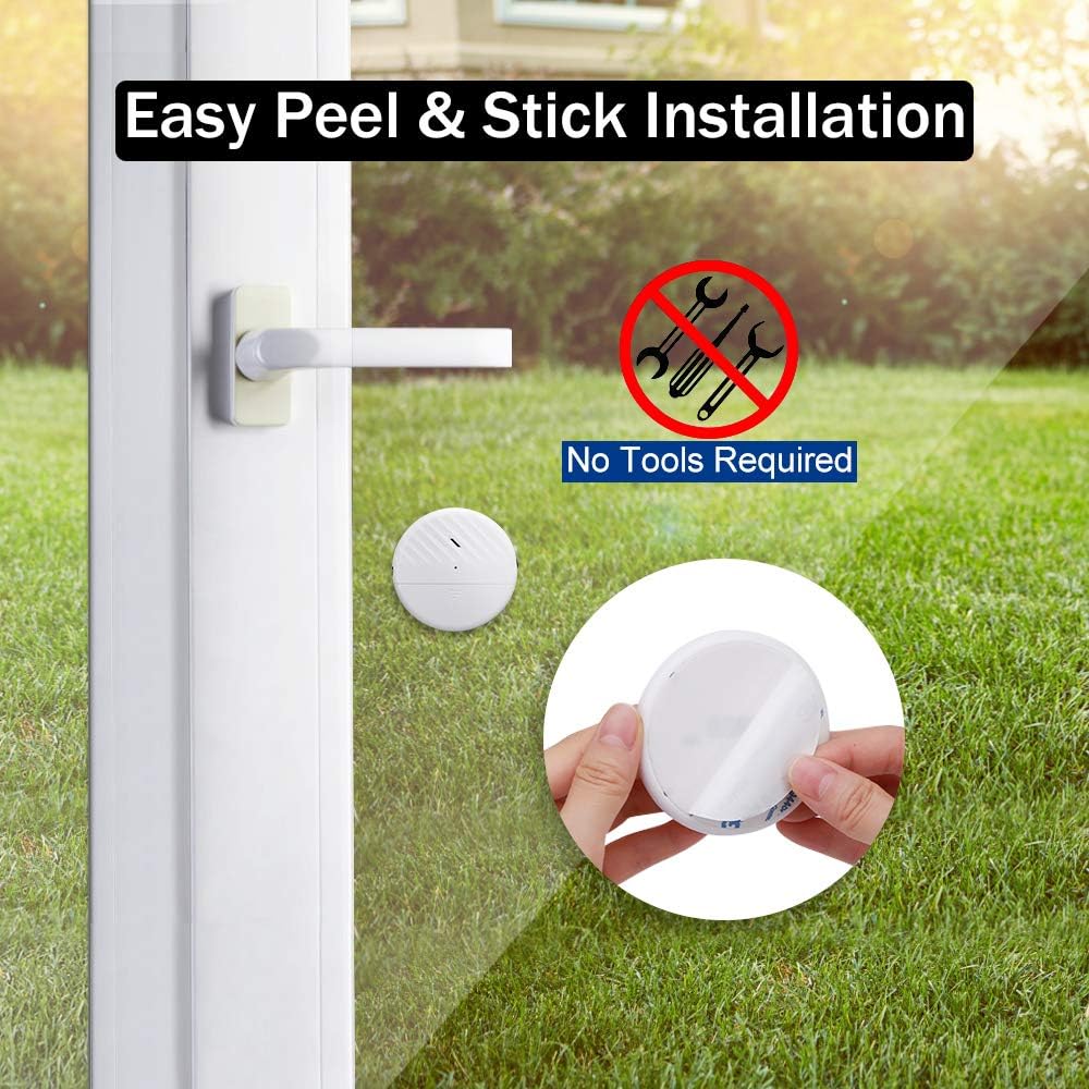 Wsdcam Glass Break Sensor Alarm 125dB Ultra-Slim Wireless Glass Break Detector Window Alarm Vibration Sensor for Home Window and Door Security (8)