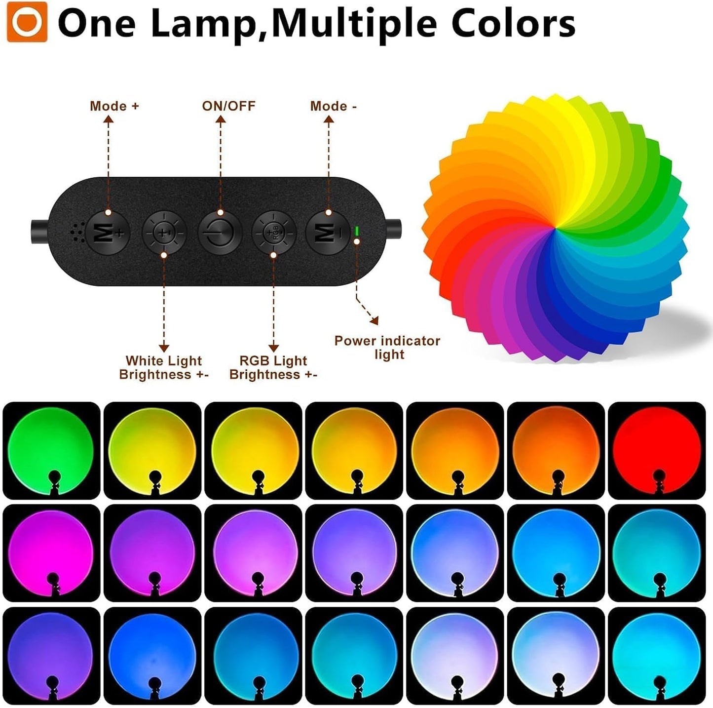 Sunset Lamp with App Control – 360° Rotatable Multicolor Sunset Projector, 16M Colors, Perfect for Bedroom Decor, Photography, TikTok Live, Parties & Gifts