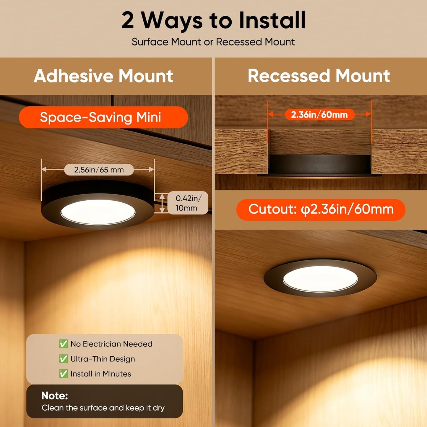 VST Smart Puck Lights, 10 Pack, 3000K-6000K Dimmable Under Cabinet&Shelf Lighting, Compatible with Alexa&Google Home, App&Remote Control, 12V 2W, Recessed/Surface Mount, Black for Kitchen Display Case
