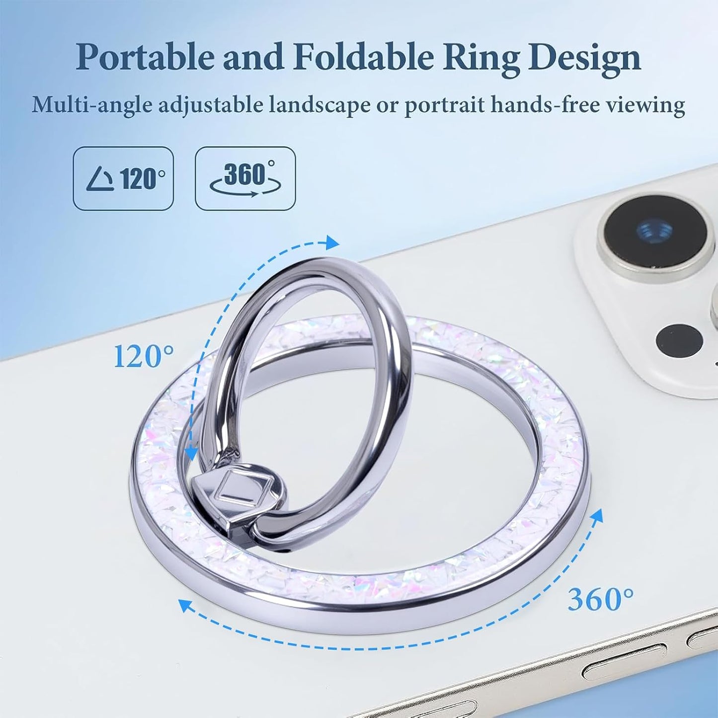 Magnetic Phone Ring for MagSafe Grip [Super Magnet] Gold Twinkle Design Ring Holder Stand, magsafe pop Socket (Colorful and Dazzling)