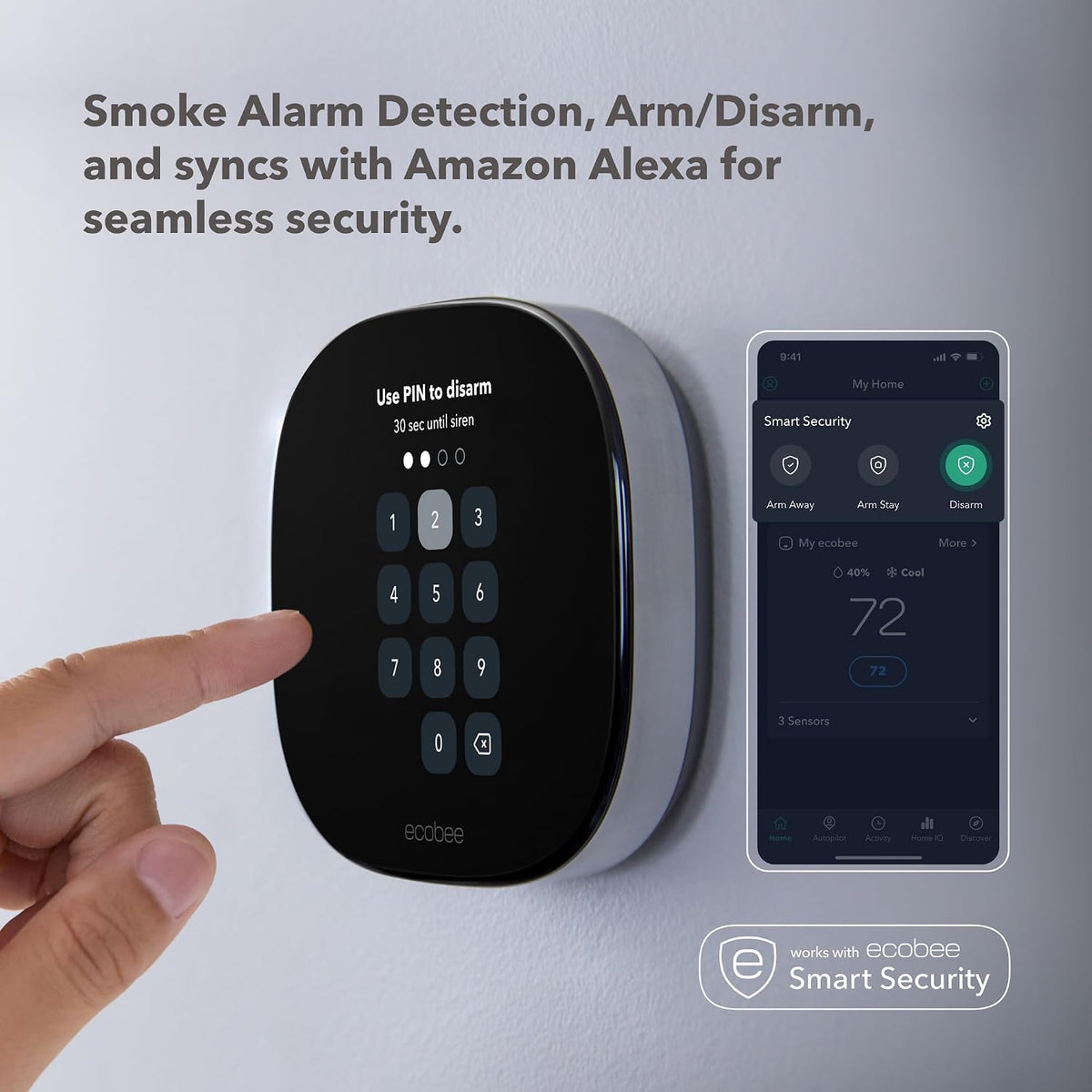 ecobee Smart Thermostat Premium - WiFi, Siri &amp; Alexa Built-In, Smart Sensor | Air Quality Monitor. Works with Alexa, Siri and Google Home. Live view from your ecobee Doorbell. Energy Saving thermostsat