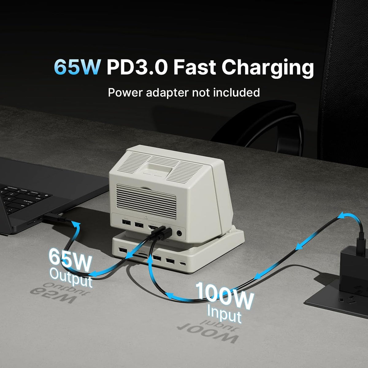 i5 Retro PC-Style Docking Station, 5" HD Screen, 10Gbps M.2 NVMe SSD Enclosure, 65W Host Charge for Laptop/MacBook, Mechanical Hotkeys, HDMI-in, Micro/SD 4.0,