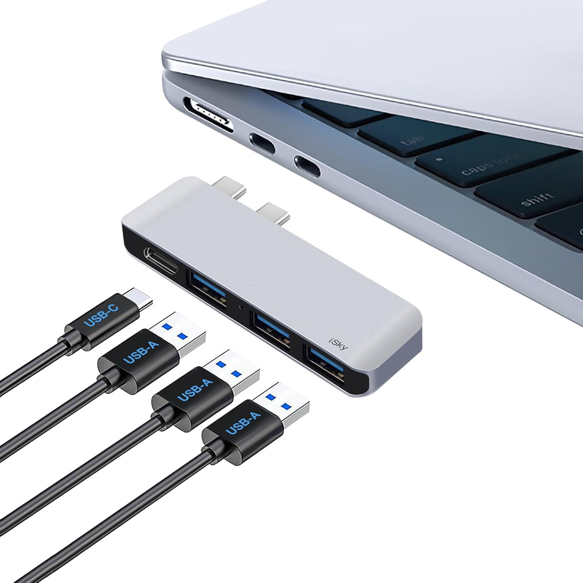 iSky Dual USB-C Hub for MacBook Air, Pro & Neo, 4-in-2 Adapter, 100W PD