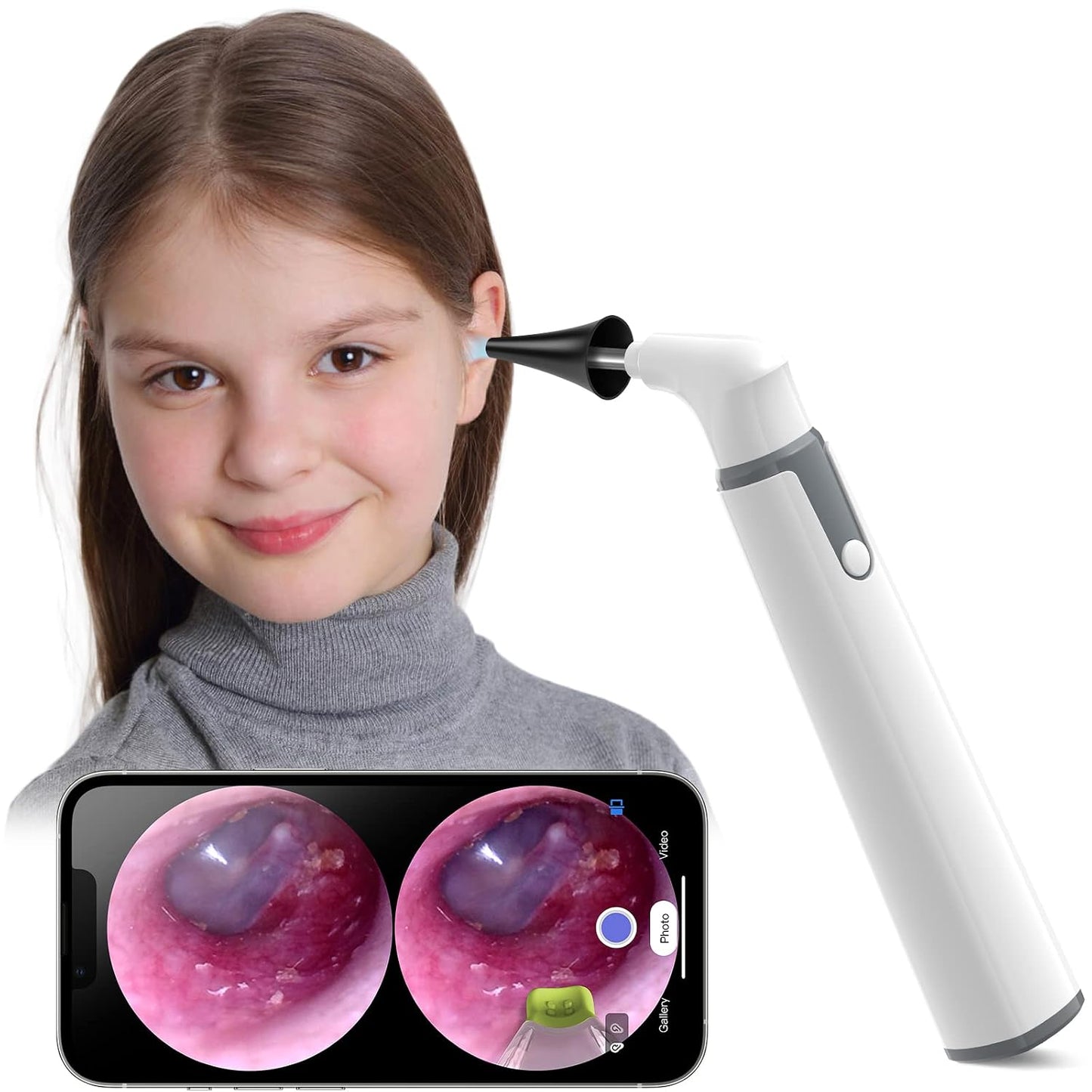 WiFi Otoscope, HD Otoscope Camera with Light, Ear Checker for Kids & Adults | Wireless Ear Scope, Compatible with iPhone & Android, 3.9mm Thin lens, 6 LED lights, Split-Screen View, Photo & Video Taking