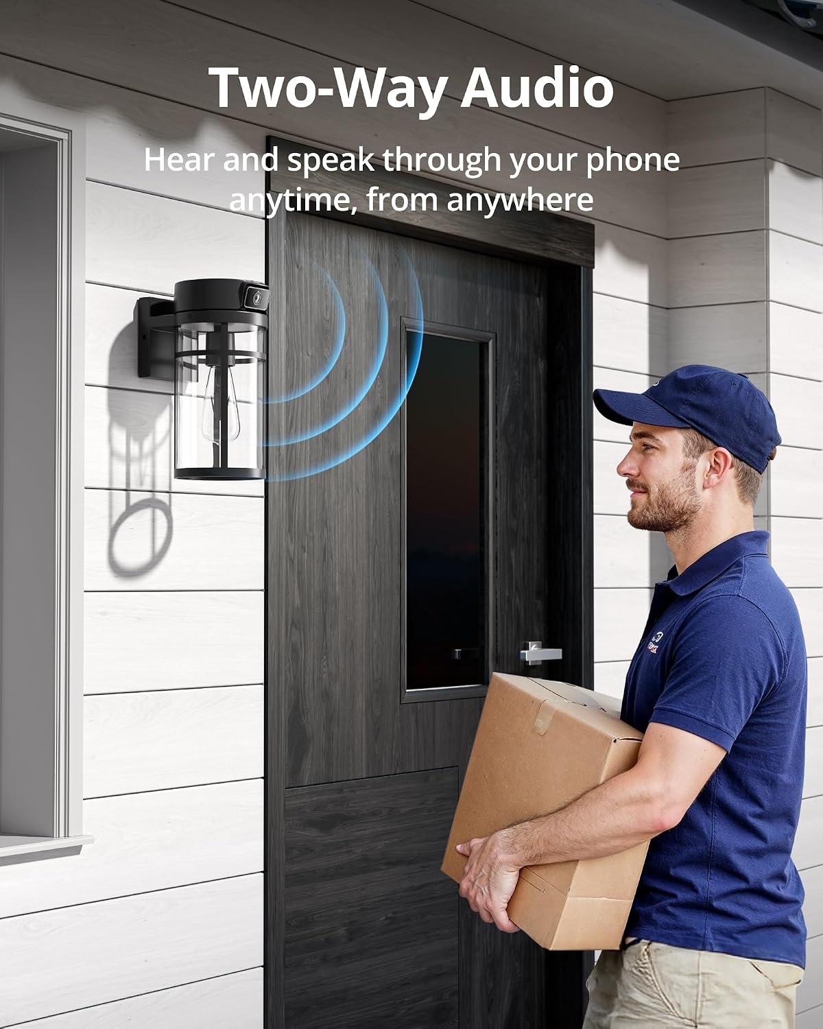 Outdoor Porch Light Security Camera, 2K HD Live View Wi-Fi Human Detection, Pan & Tilt, Two-Way Talk, Cloud/SD Storage, Wall Lantern Sconce Camera for Porch, Garage, Doorway, Works with Alexa/Google