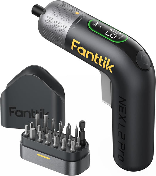Fanttik L2 Pro Electric Screwdriver set, Cordless Screwdriver | 20 Bits, Max 6N·m Torque, Digital Screen, Variable Speed, 2000mAh Rechargeable Battery, Tech Tool for DIY Enthusiasts