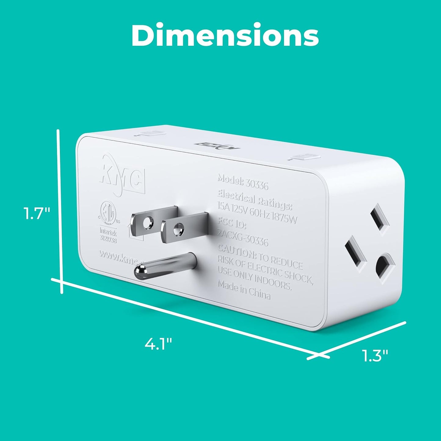 KMC Smart Plug 4-Pack, Side 3-Outlet Extender, Compatible with Google & Alexa, No Hub Required, WiFi Plugs