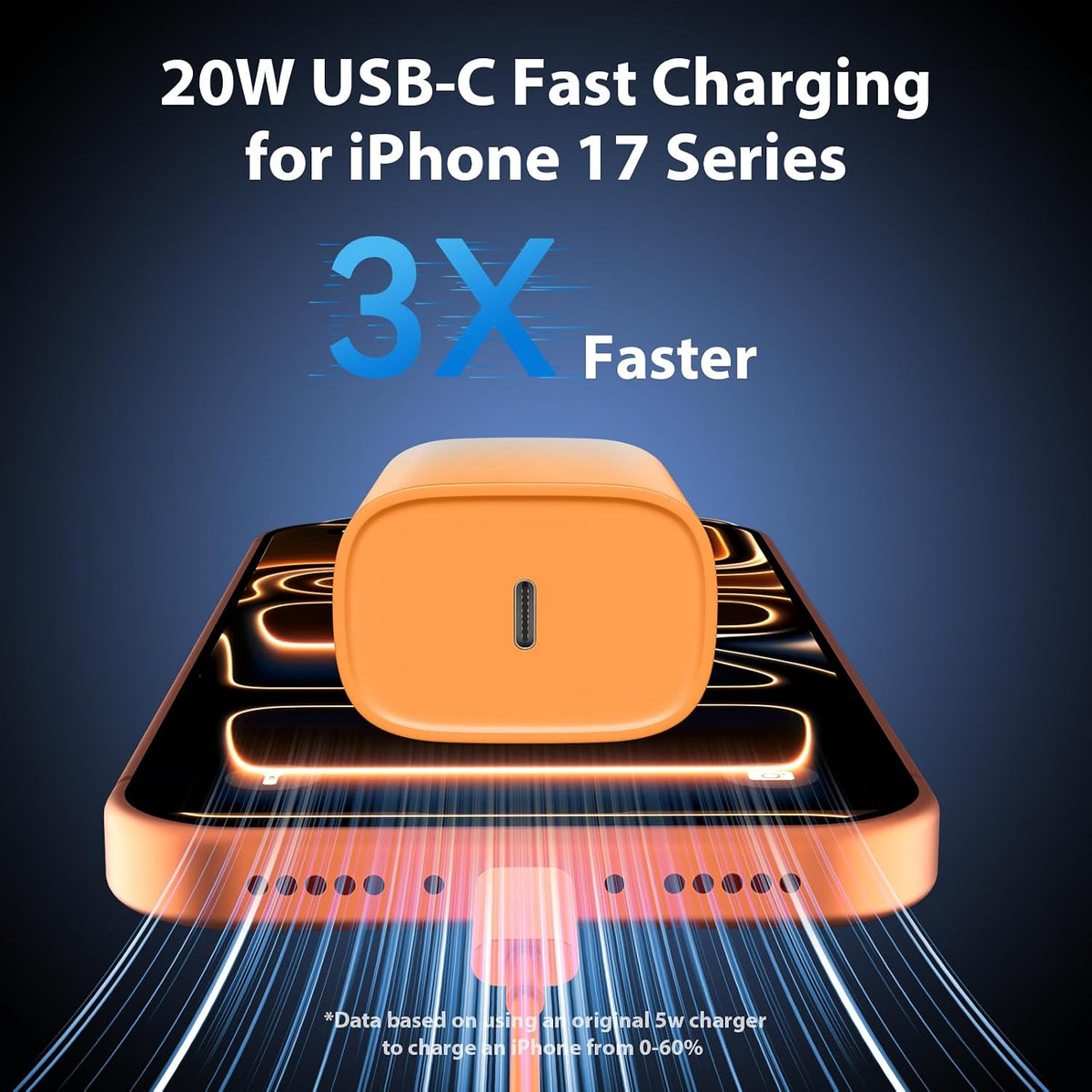 iPhone 17 16 15 Charger Fast Charging Type C Chargers USBC Fast Charger Block& iPhone 17 Charger Cord 10FT Long USB C Charging Cable for Phone 17/17 Pro/17Pro Max/Air/Phone 16 15 Pro Max,Cosmic Orange
