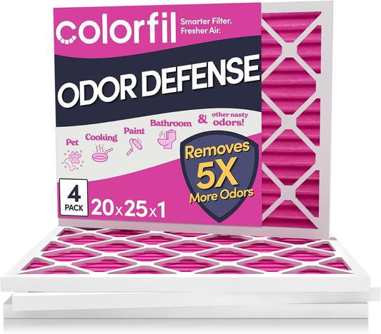 Colorfil 20x25x1 Air Filter (4-Pack) | Made in the USA | Color Changing | Remove Cat and Dog Odor | MERV 8 for Pet Hair Dander and Dust | 19.5"x24.5"x0.75" Exact Size