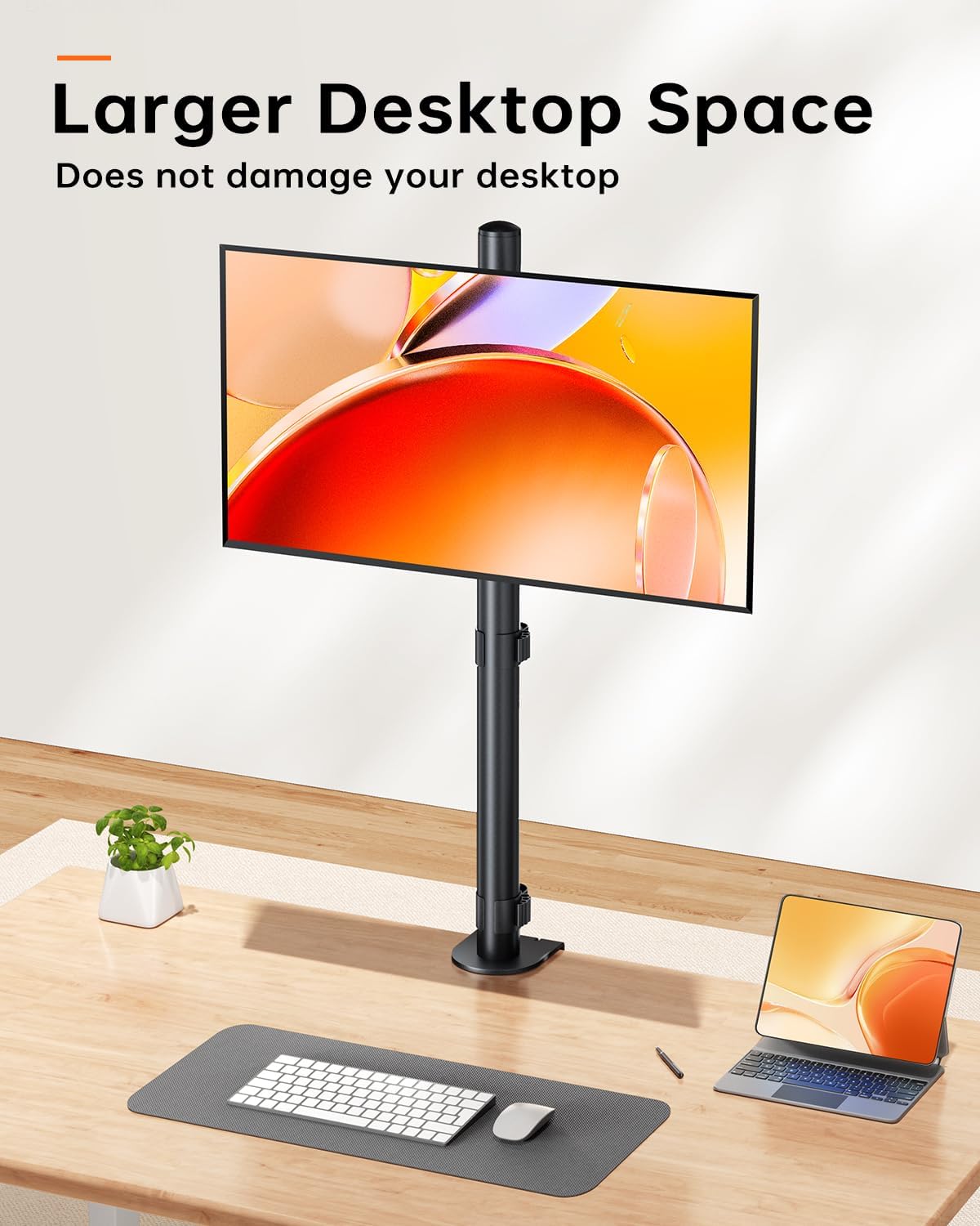 Monitor Arm Desk Mount for 13-27'' Monitors, Single Extra Tall 31.5 Inch Monitor Stand Holds up to 17.6lbs with Swivel, Tilt, Height Adjustable, C-Clamp, 75x75-100x100mm VESA