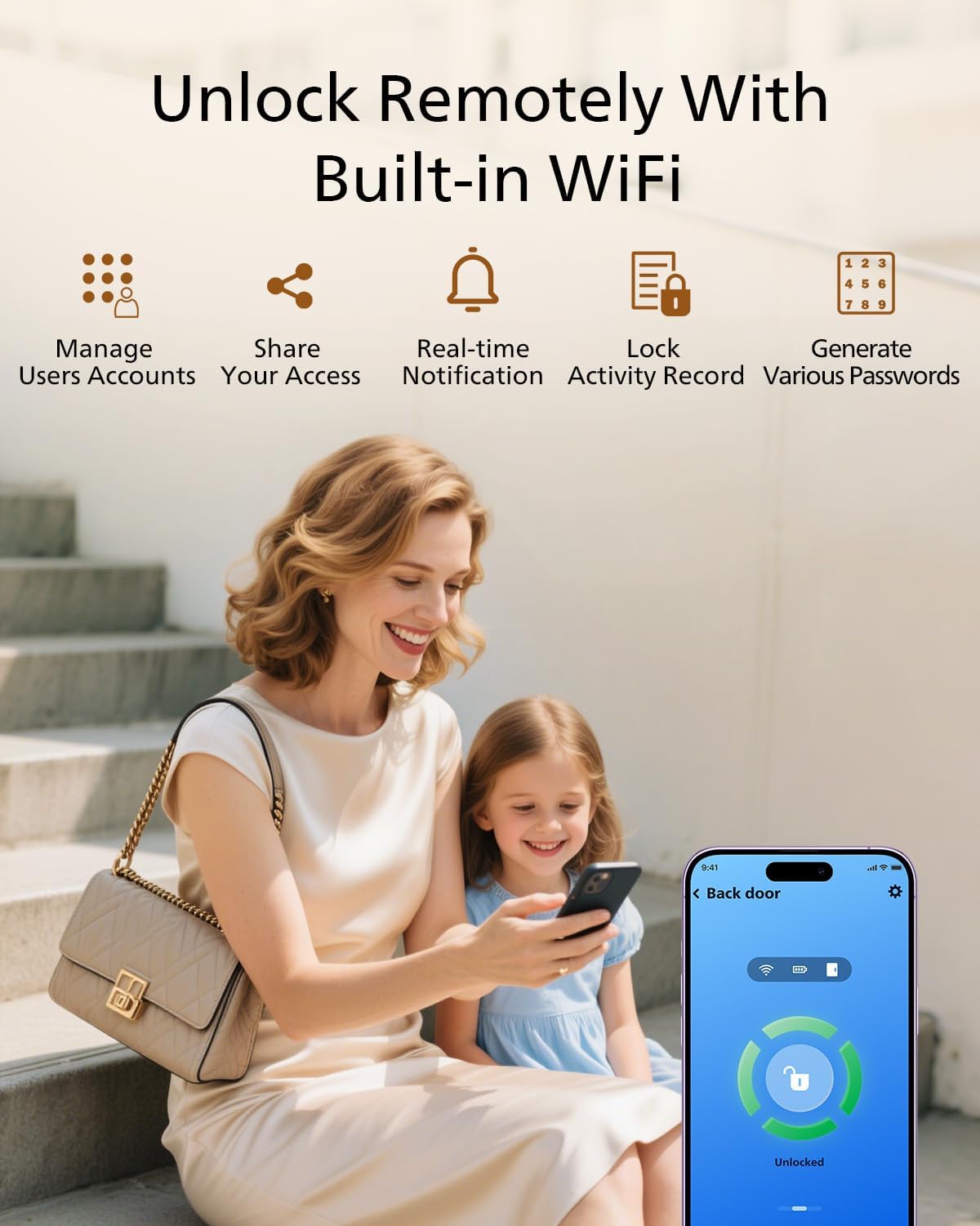 Philips Wi-Fi Door Lock, WiFi Smart Lock Keyless Entry Deadbolt for Front Door, Remote Control, Built-in WiFi, APP Fingerprint Passcode Unlock, Auto Locking | Remote Control, Built-in WiFi, APP Fingerprint Voice Unlock, Auto Locking