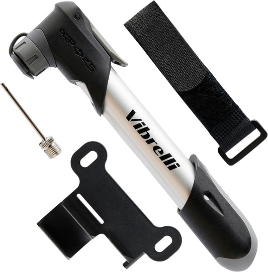 Vibrelli Mini Bike Pump - Presta & Schrader Bicycle Pump - 120 PSI Tire Pump for Road & MTB - No Valve Changing Needed