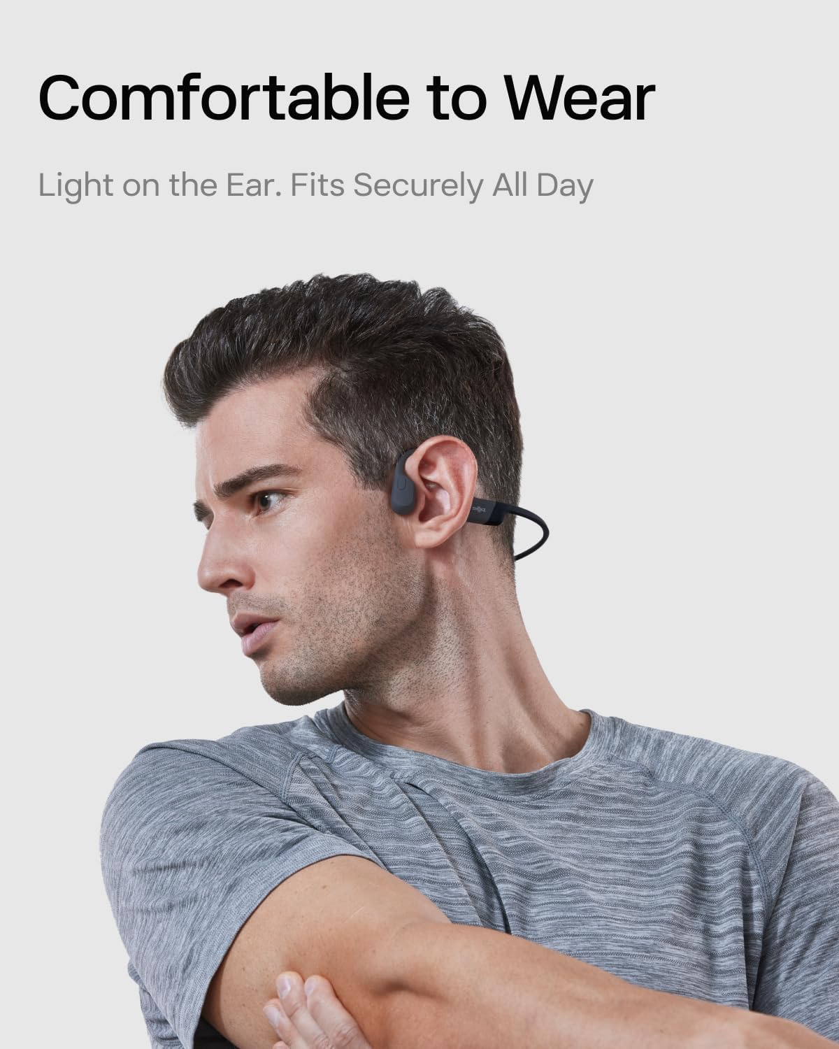 SHOKZ OpenRun with USB-C Charging - Open-Ear Bluetooth Bone Conduction Sport Headphones - Sweat Resistant Wireless Earphones for Workouts and Running - Built-in Mic, with Hair Band - Standard - Black