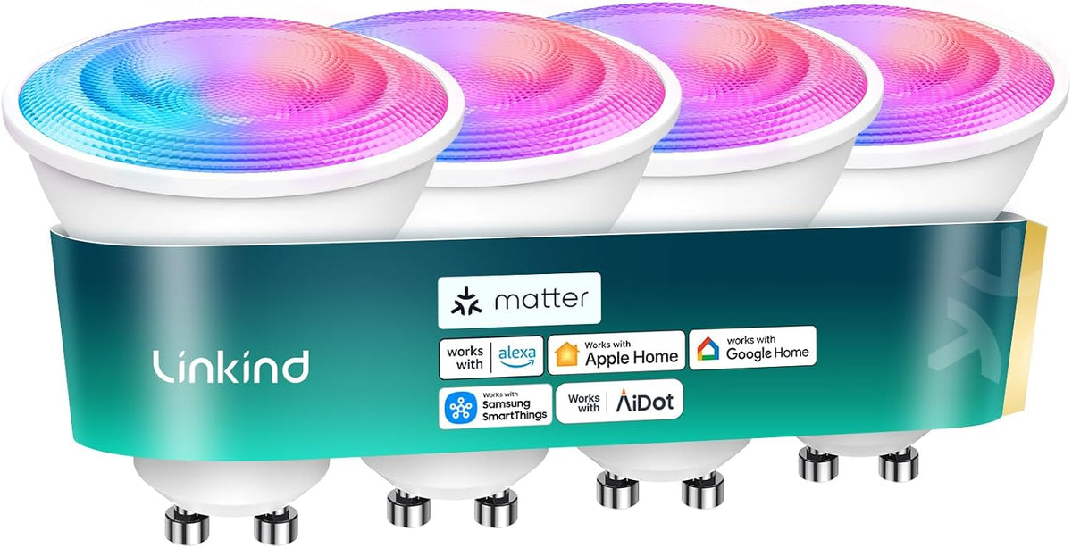 Linkind Matter GU10 Smart Light Bulbs, MR16 GU10 LED Bulbs, 4Pack
