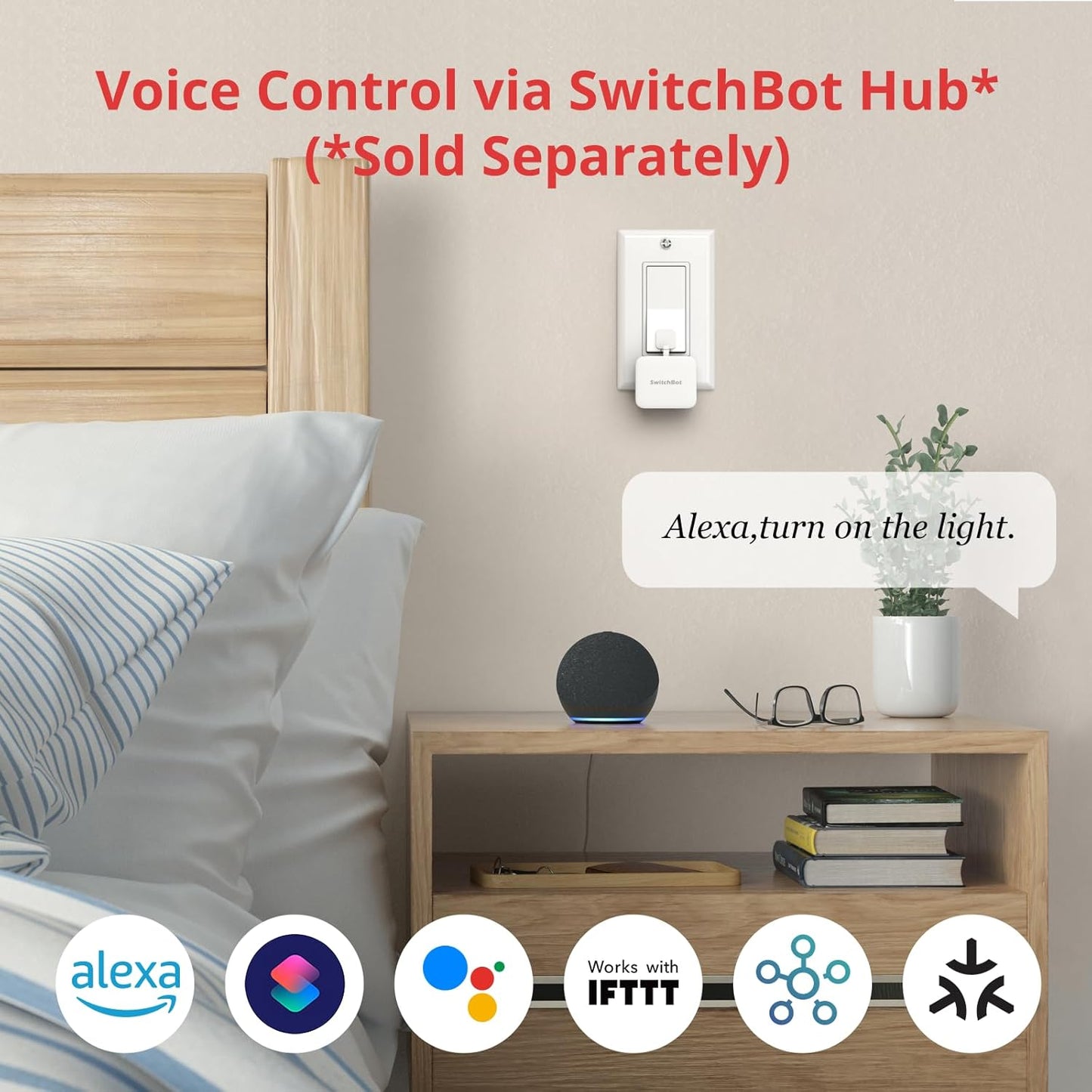 Switchbot Smart Switch Button Pusher (Bluetooth) – Fingerbot for Rocker Switch/One-Way Buttons, App Timer Control, No Wiring, Optional Hub Required for Voice/Remote, White
