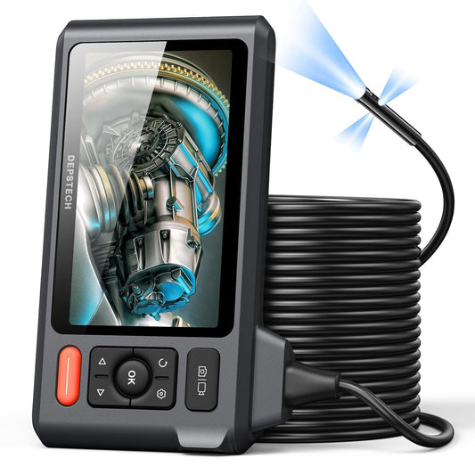 DEPSTECH 50FT Endoscope Camera, Triple Lens 5" IPS Screen Inspection Camera | 1080P Borescope with 10 LED Lights, Split Screen Drain Camera, 32GB TF Card, 2600mAh, IP67 Waterproof for Sewer Plumbing HAVC