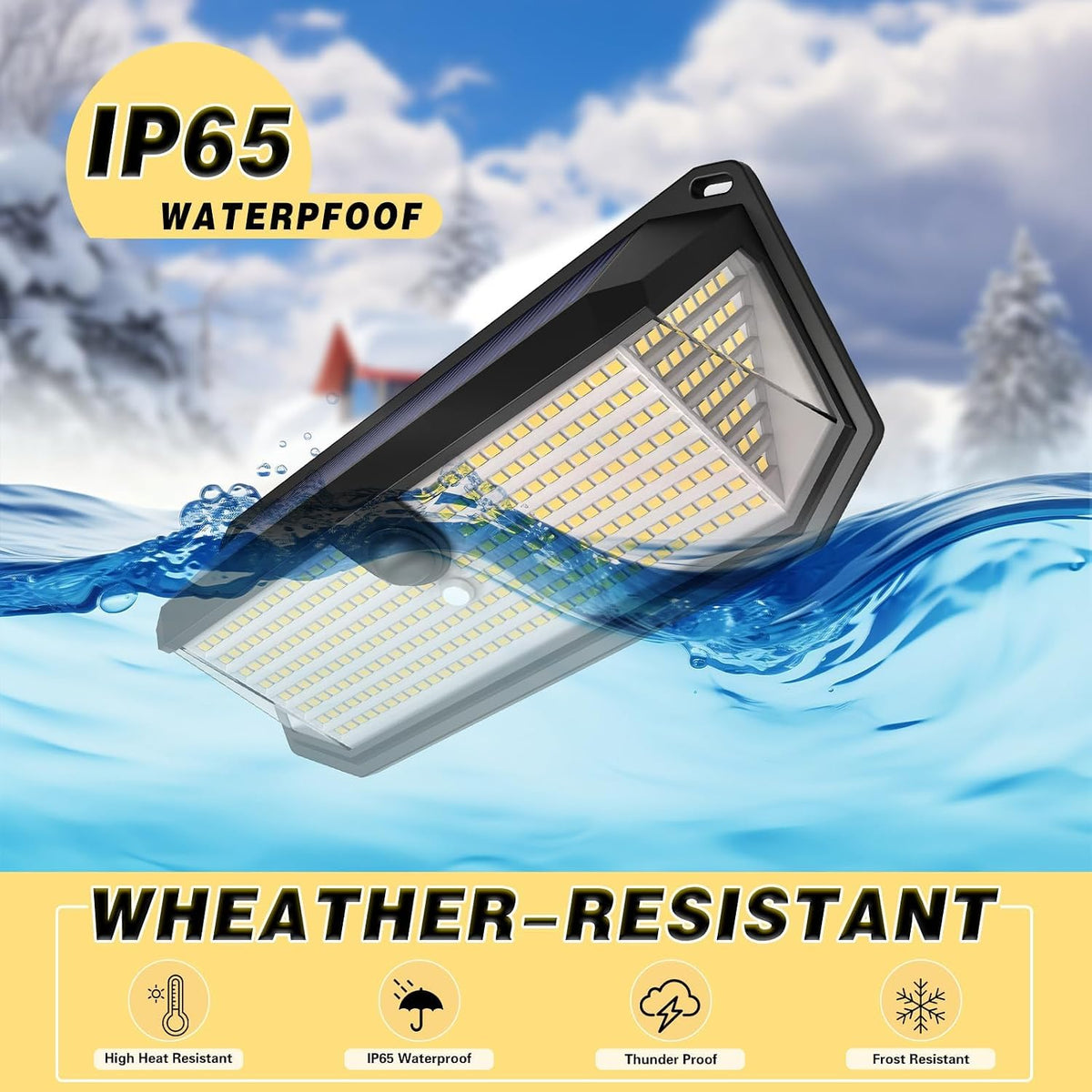 SyouHome 4000LM 380 LEDs Solar Motion Lights Outdoor Waterproof, 4 Pack