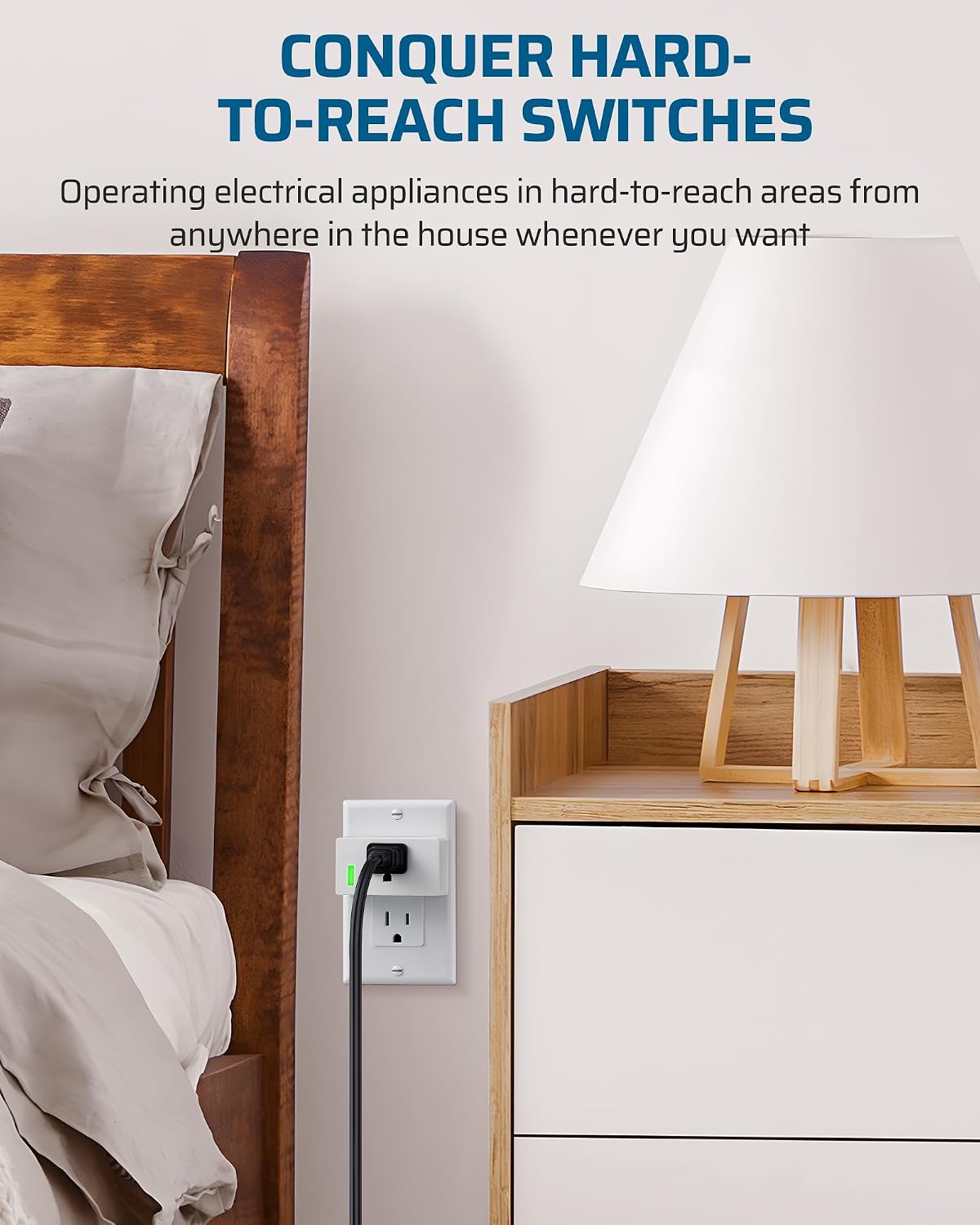 DEWENWILS 200FT Range Remote Control Outlet, No Interference Strong Signal, Indoor Wireless Outlet Switch for Lamps, Fans, Lights, 15A/1800W, ETL Listed (5 Outlets + 2 Remotes)