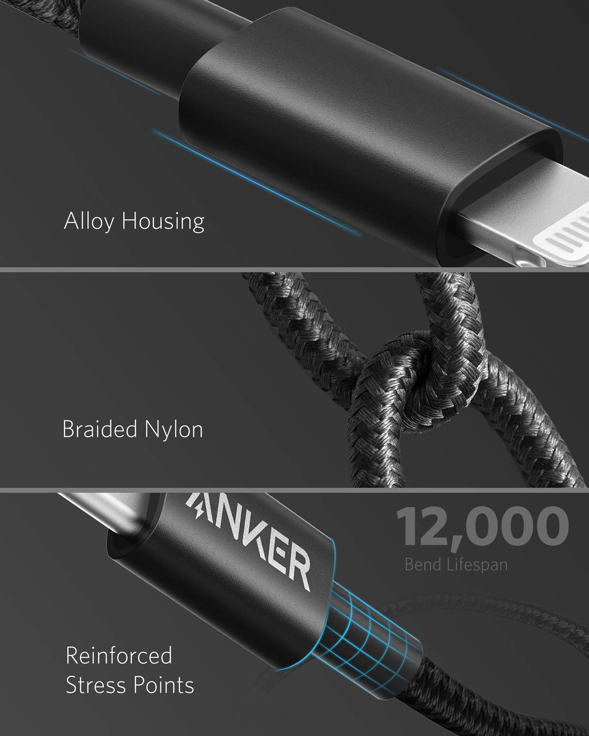 Anker New Nylon USB C to Lightning Cable, MFi-Certified Cord (6 ft, Black) | For iPhone 14 Series and More