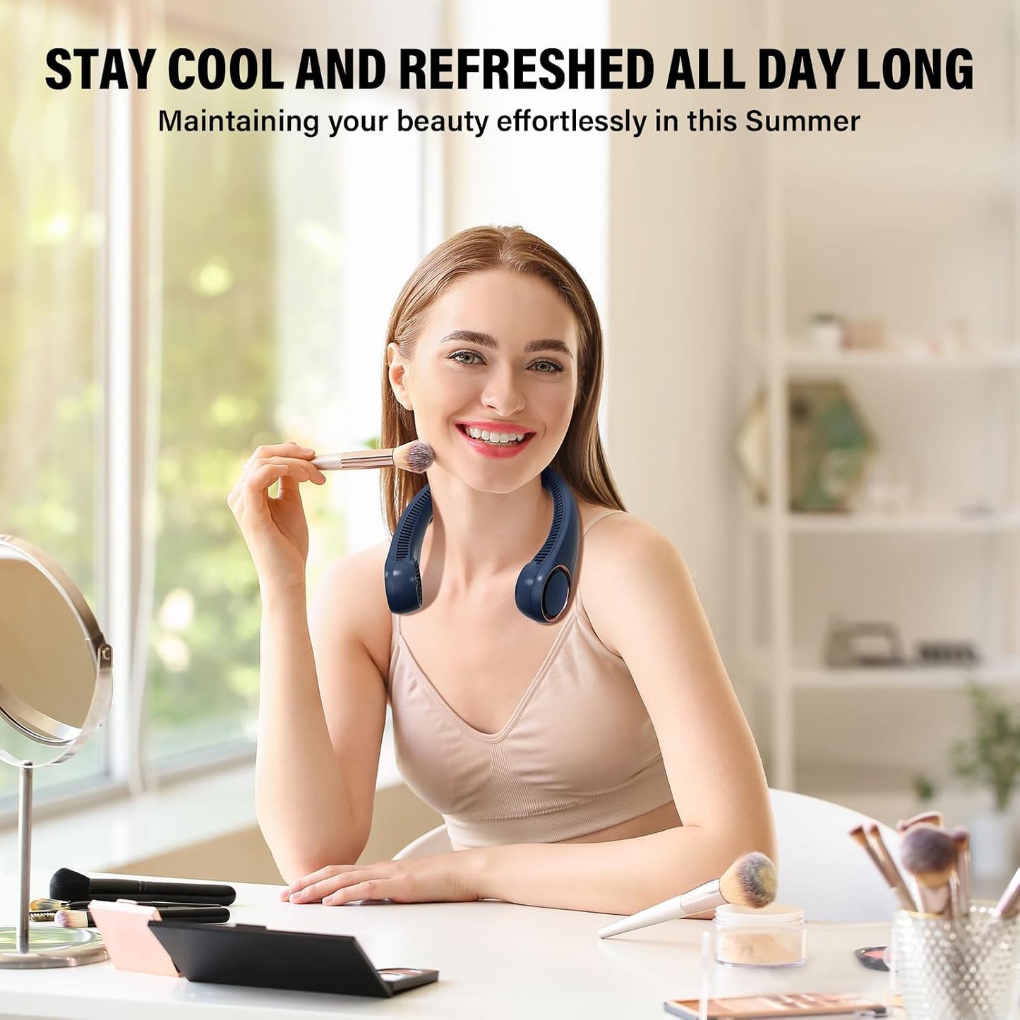 Morelax Neck Fan, USB Rechargeable Personal Fan,Hand Free Bladeless Portable Fans,4000 mAh, 3 Speeds,72 Air Faster softer 360° Cooling, Ultra Quiet,Gift Suitable for Home, Office, Travel, Sports