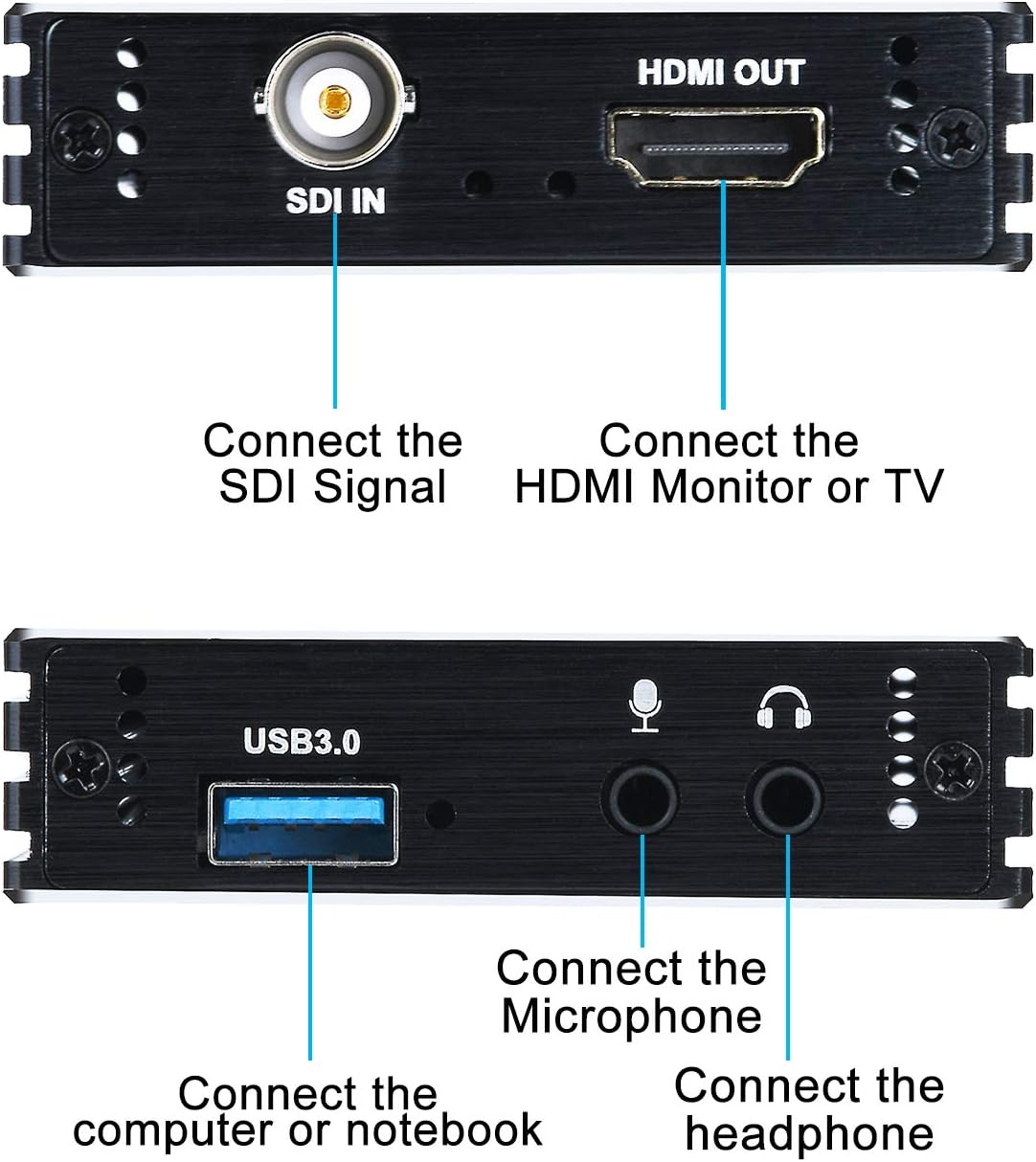 Groza SDI Capture Card USB 3.0, SDI to USB 3.0 with HDMI Loopout, 1080P 60Fps SDI HDMI Video Audio Capture for Game Streaming Video Recording for Windows, Linux, OS X