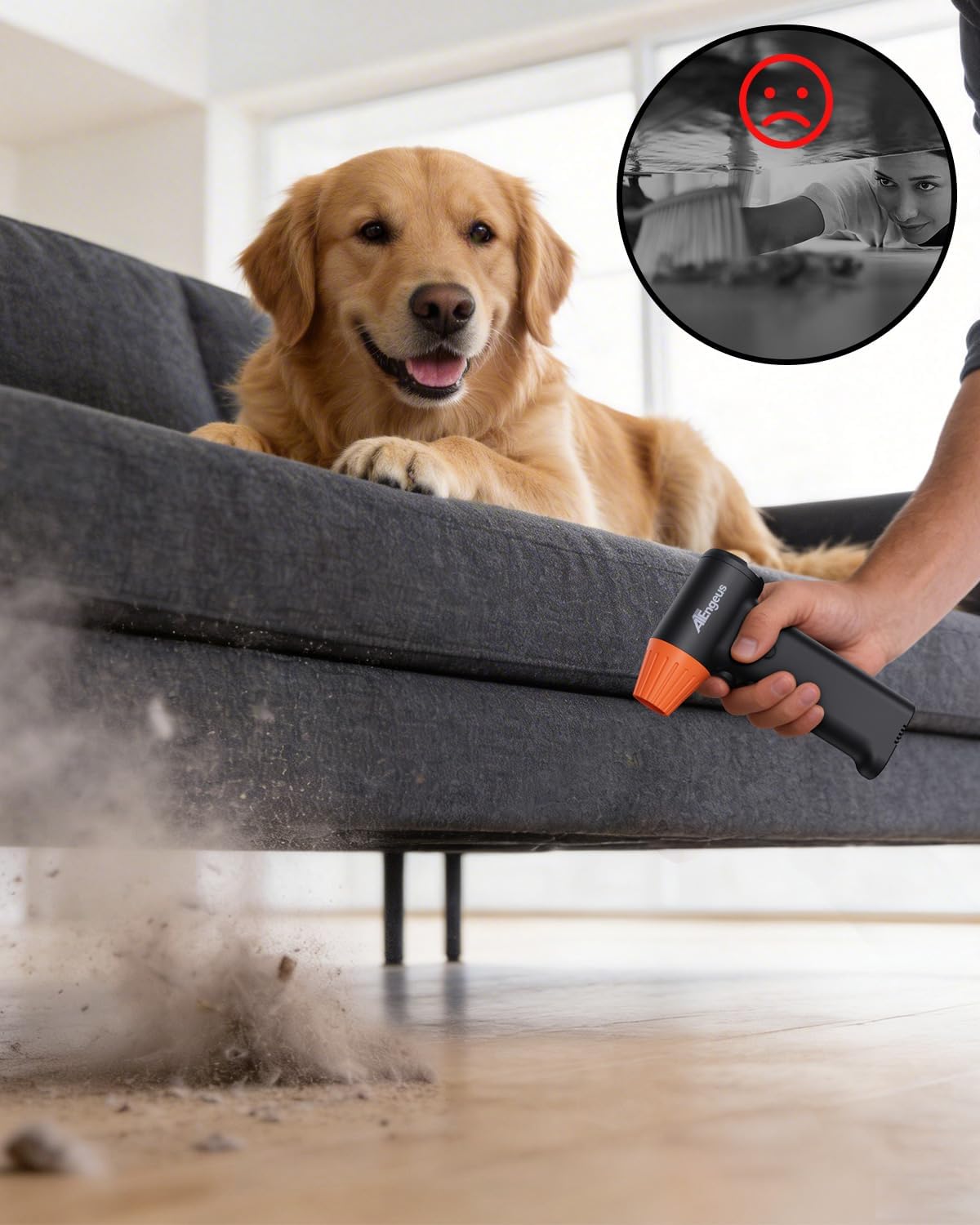ATEngeus HF600-Pro Compressed Air Duster, 130000RPM Super Power Cordless Electric Air Duster, Rechargeable Handheld Air Blower for PC, Keyboard, Devic