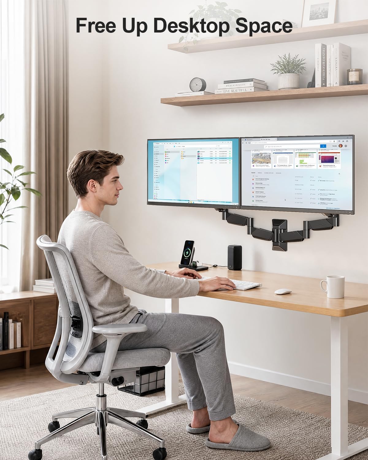 MOUNT PRO Long Arm Dual Monitor Wall Mount for Max 32" Screens, Max 17.6lbs