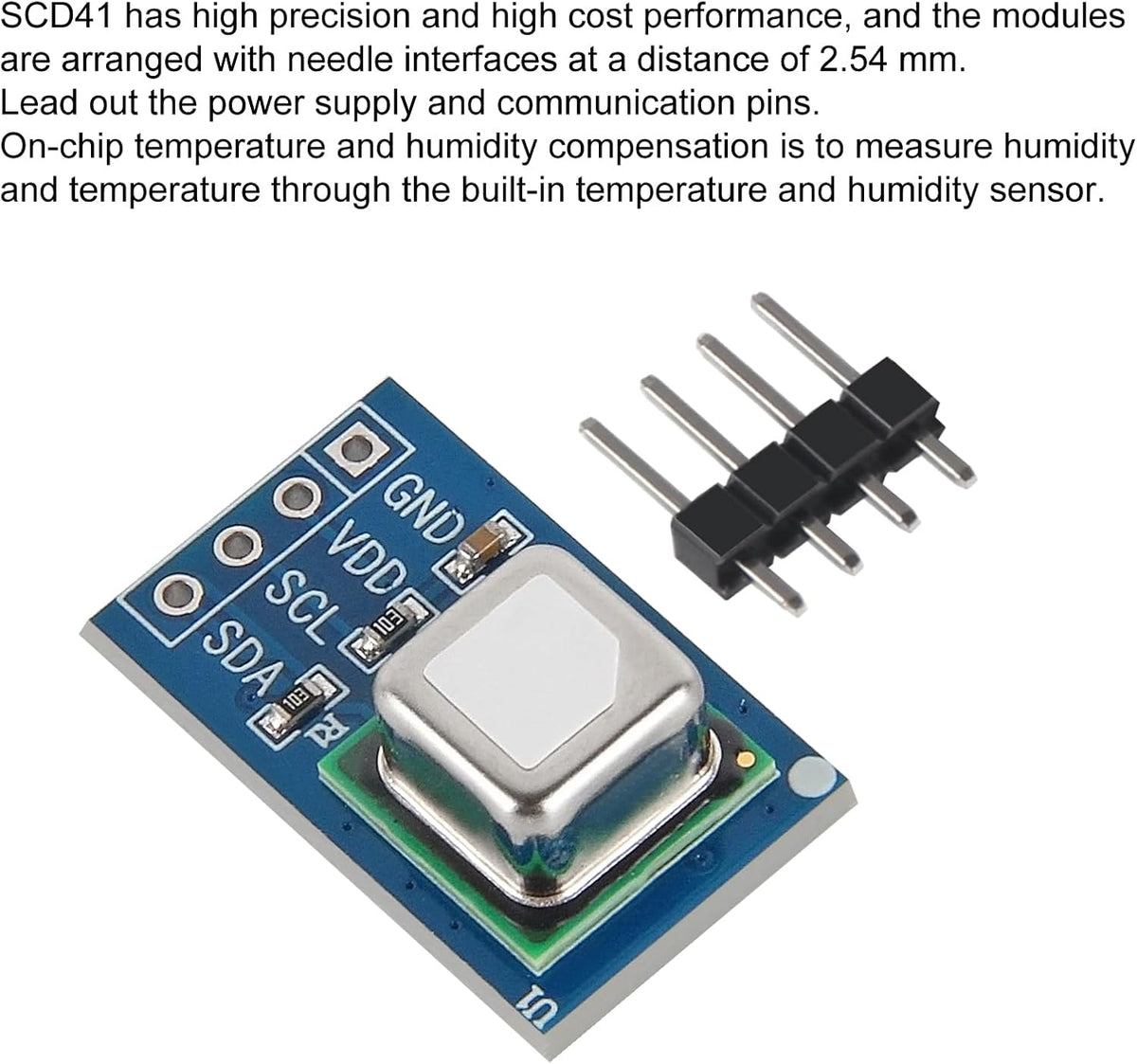 SCD41 Gas Sensor Module CO2 Carbon Dioxide Temperature and Humidity Gas Sensor Module I2C Communication 2.4-5.5 V for Air Quality Monitoring (SCD41)