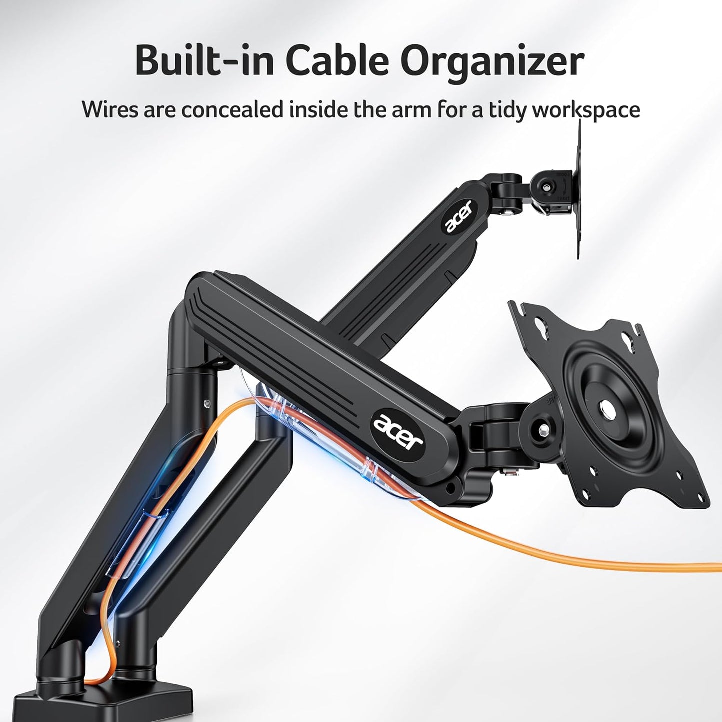 Acer Dual Monitor Arm, Gas Spring VESA Mount Stand for 17-32" Screens | Computer Desk Arm Fully Adjustable VESA 75x75/100x100 with C-Clamp & Grommet Mounting Base, Each Arm Holds 4.4 to 19.8 lbs