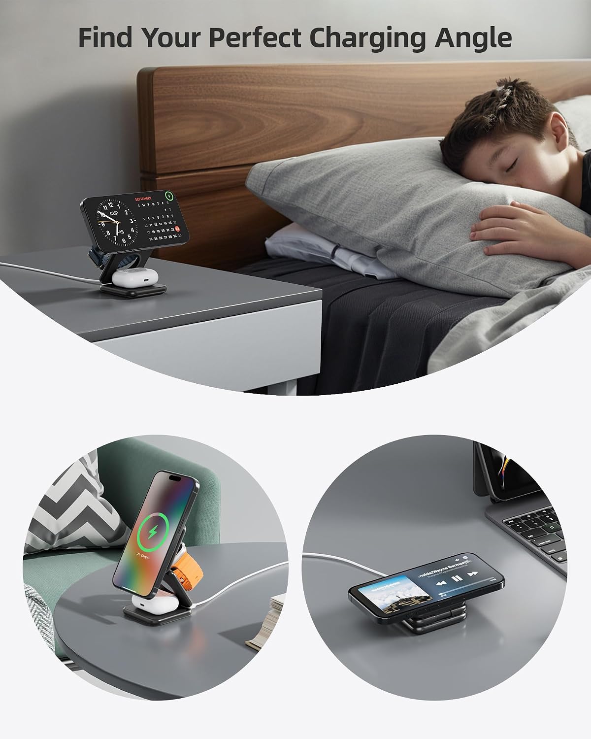 KUXIU Qi2-Certified 15W 3 in 1 Magnetic Wireless Charging Station for Apple