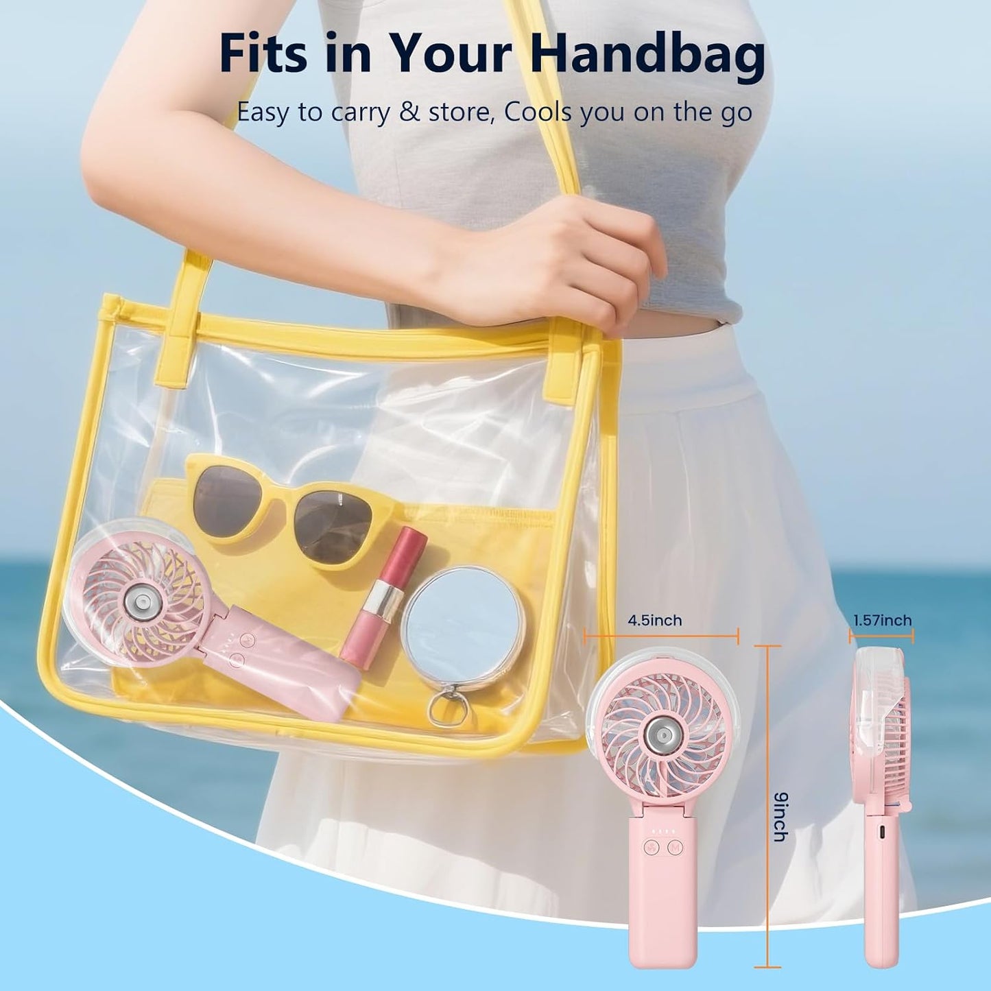 HandFan 5200mAh Upgraded Handheld Misting Fan, Personal Mister Fan, Spray Water Mist Fans USB Rechargeable, Electric Mini Cooling Ice AC Fans for Summer Beach Travel Gifts for Women(Pink)