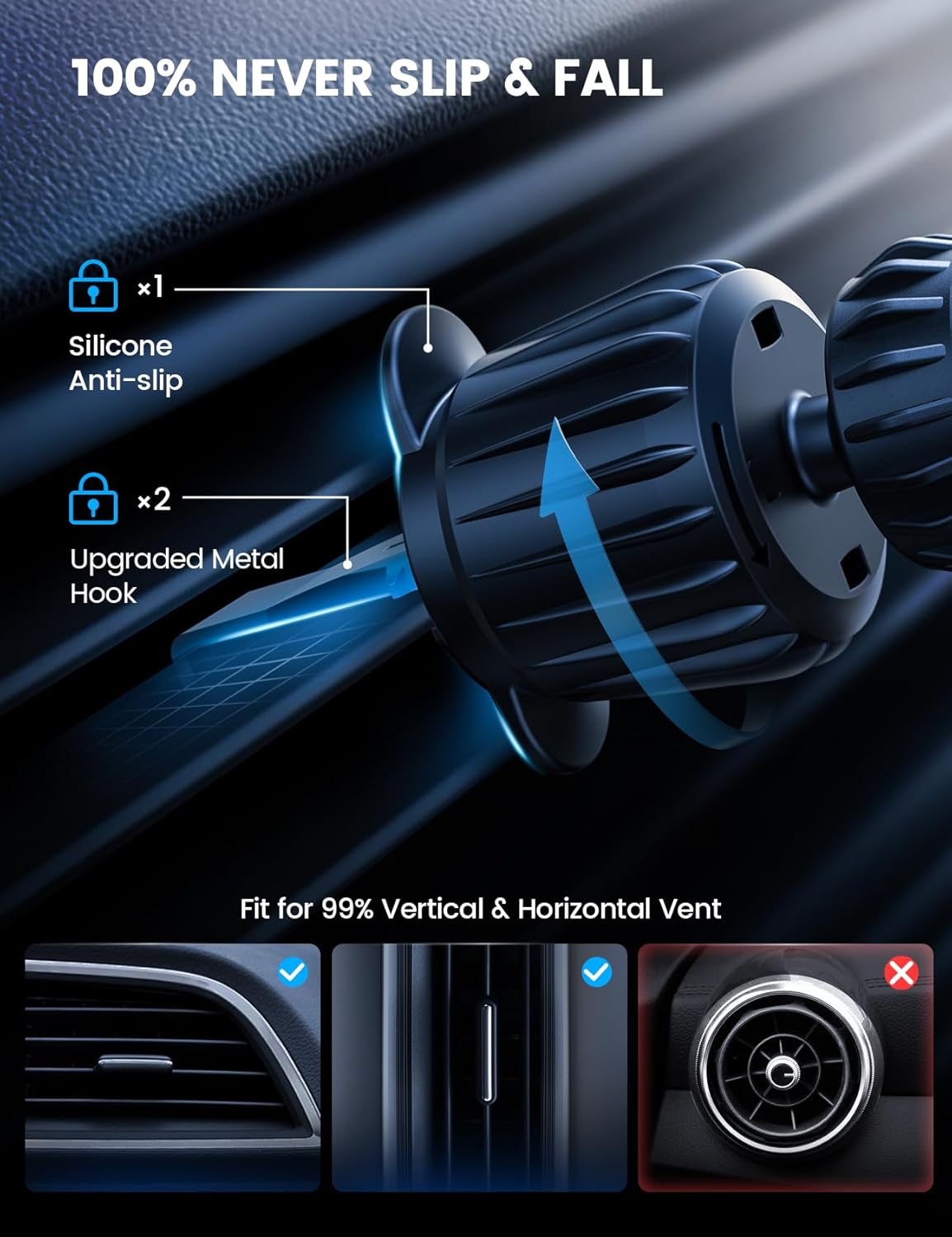 Lamicall 15W for MagSafe Car Mount Charger Vent Dashboard 360° for iPhone | 20x Strong Magnets Wireless Car Phone Holder Charger Phone Holder Accessories for Women Men for iPhone 17 16 15 Pro Max Black