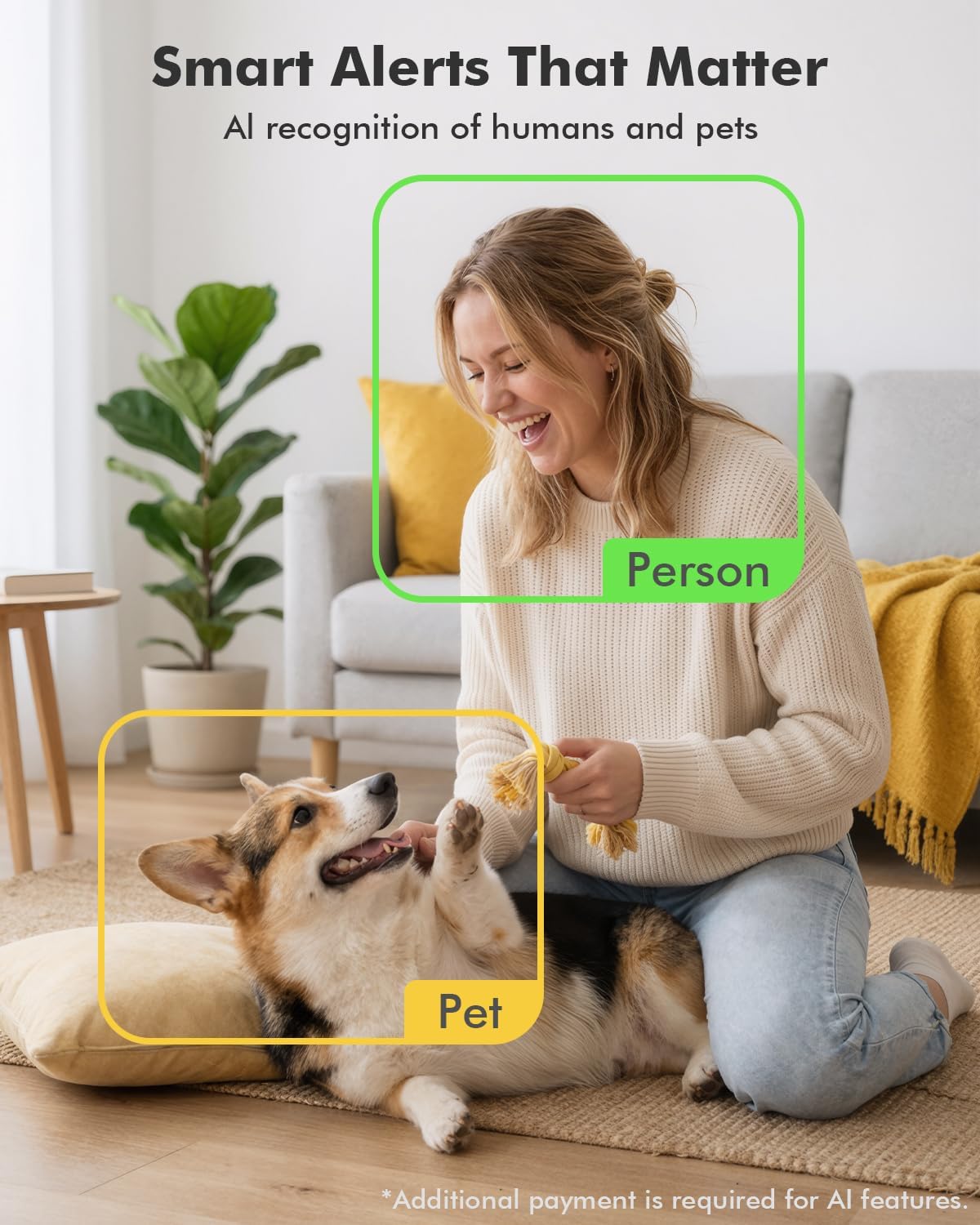 Dzees 2K Indoor Security Cameras, 360° WiFi Pet Camera, 2-Pack
