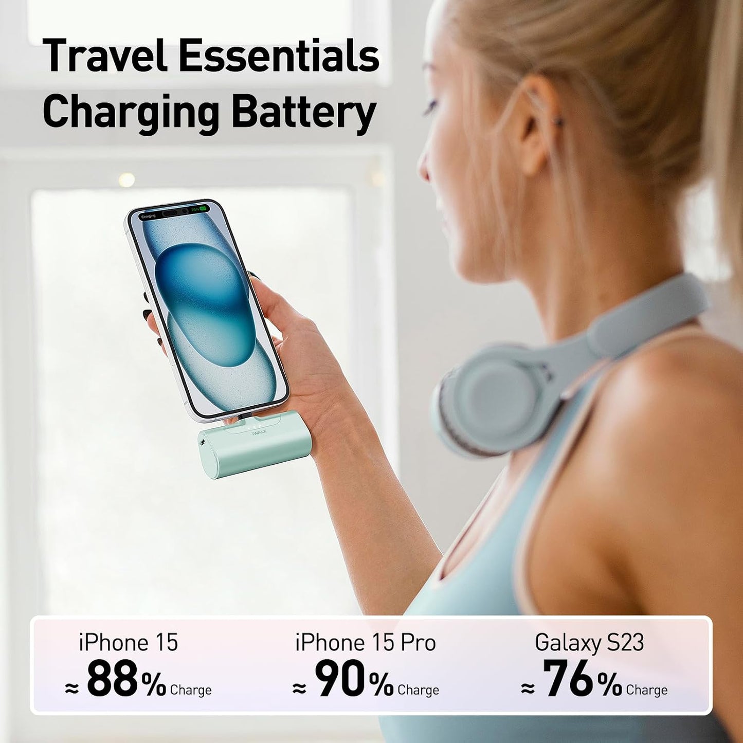 iWALK Portable Charger for iPhone 17/16/15 USB-C Small Power Bank 20W 4,500mAh Fast Charging Battery Pack Compatible with iPhone 15/16/17 Plus/17 Pro/17 Pro Max, Samsung Galaxy S25/S24/S23 Android