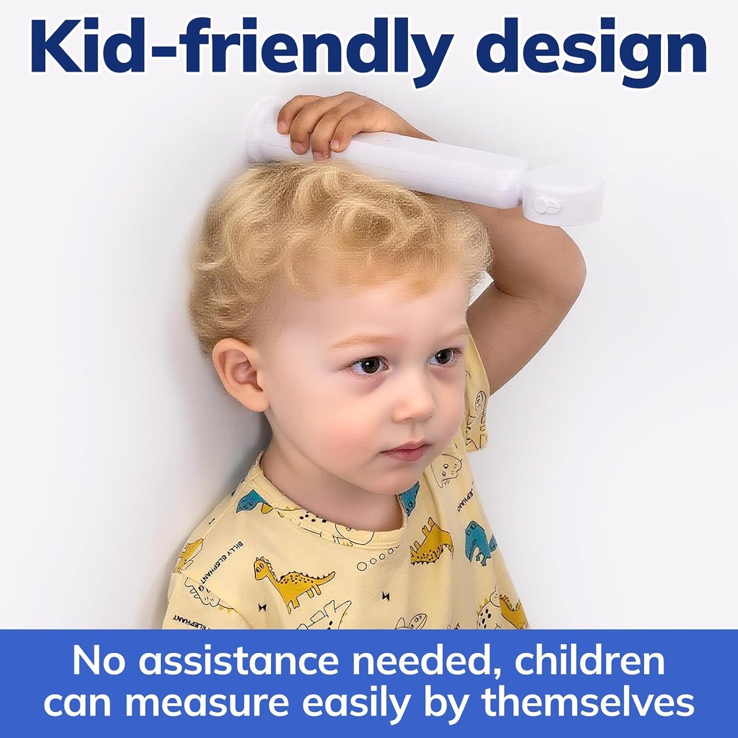 Portable Height Measurement for Kids & Adults | 3-Second Infrared Digital Height Measurement Tool for Wall (94.5in Range), LED Display, Type-C Charging, White