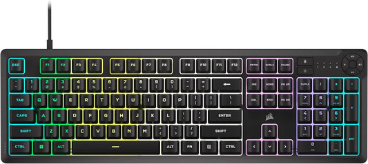 Corsair K55 CORE RGB Membrane Wired Gaming Keyboard – QWERTY US Layout – Quiet, Responsive Switches – Spill Resistance – Ten-Zone RGB – Media Keys – iCUE Compatible – PC, Mac – Black