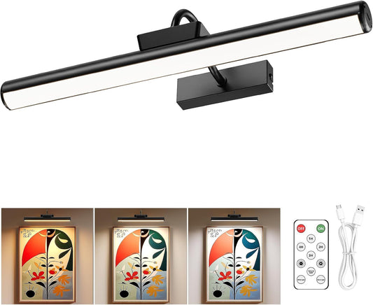 16" Wireless Picture Lights for Wall, Rechargeable Art Light, 1Pack Black