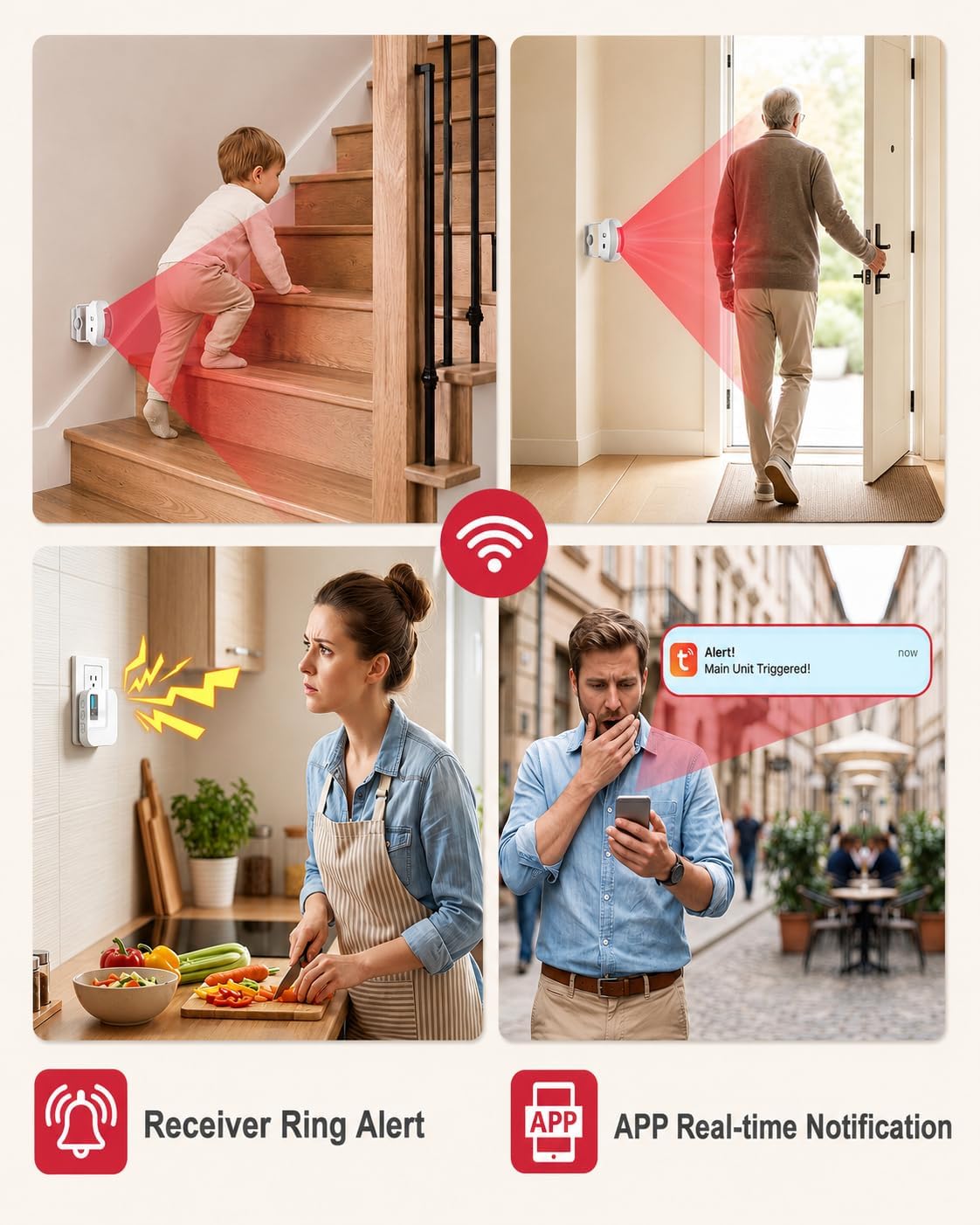 CallToU WiFi Motion Sensor Door Chime, Smart Motion Alert System with App Notifications & Instant Phone Alerts, Entry Sensor for Home, Pet Monitoring, Elderly Care and Store Entrance