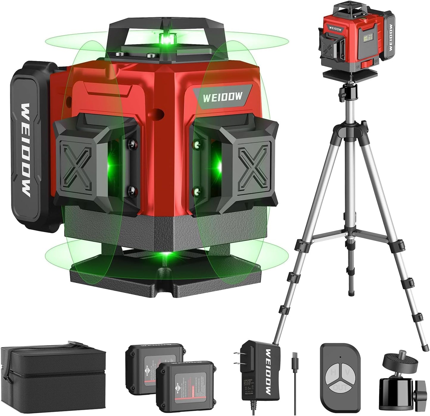 WEIDDW Laser Level 360° Green Cross Line Self Leveling Laser Measuring Tool