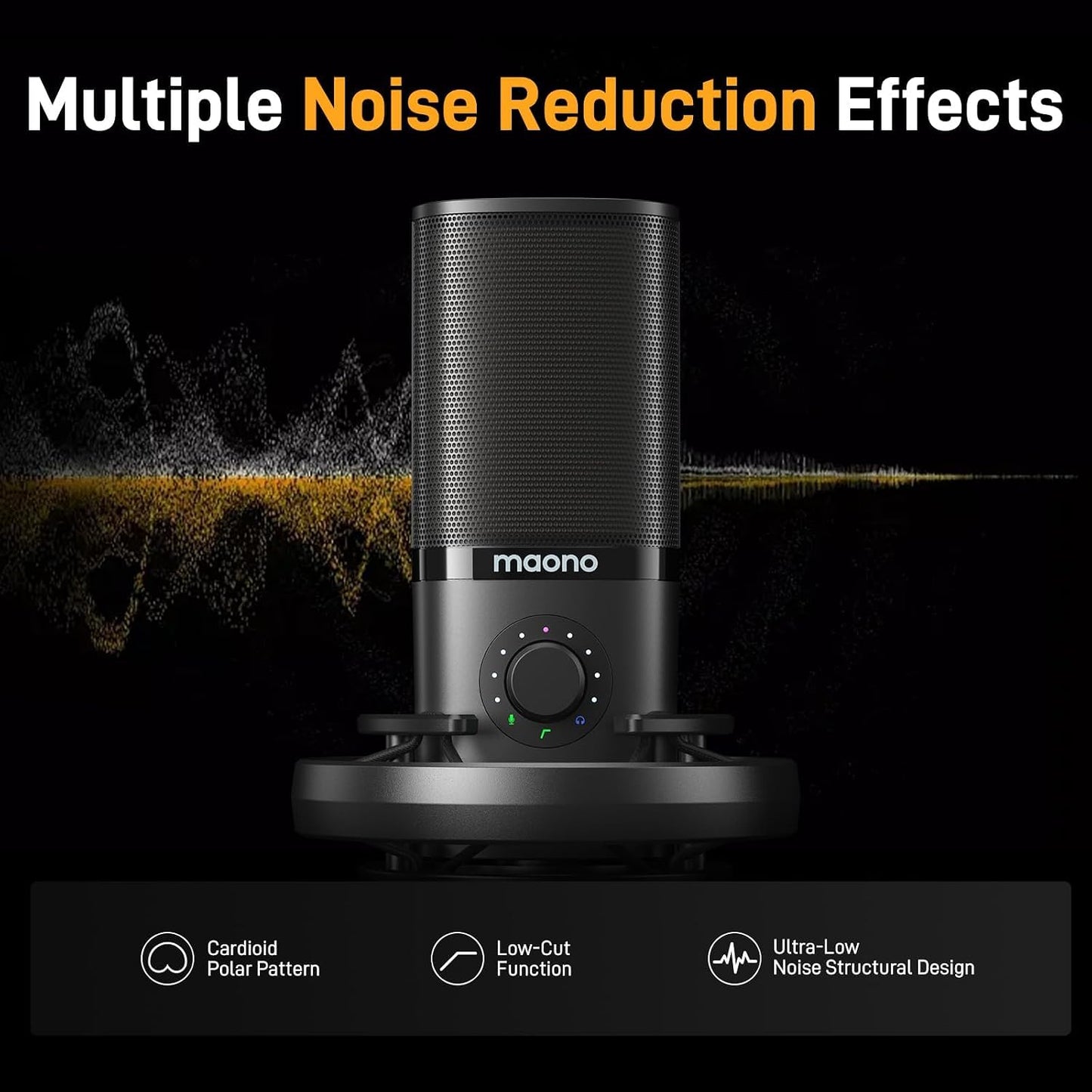 MAONO USB Studio Microphone for Streaming, Recording, Podcasting, Singing | PC Condenser Mic Kit with Shock Mount, Boom Arm, Software, Mute, Gain Knob, Volume Contro, PM450