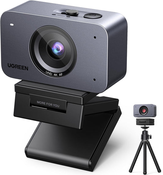 UGREEN 4K Webcam with Auto Focus, Dual AI Noise-canceling Mics for PC/Mac | 1/2.55" CMOS Sensor, 1080P 60FPS, Privacy Cover, Portrait Mode, Live Streaming, Conference, OBS, Zoom, Teams