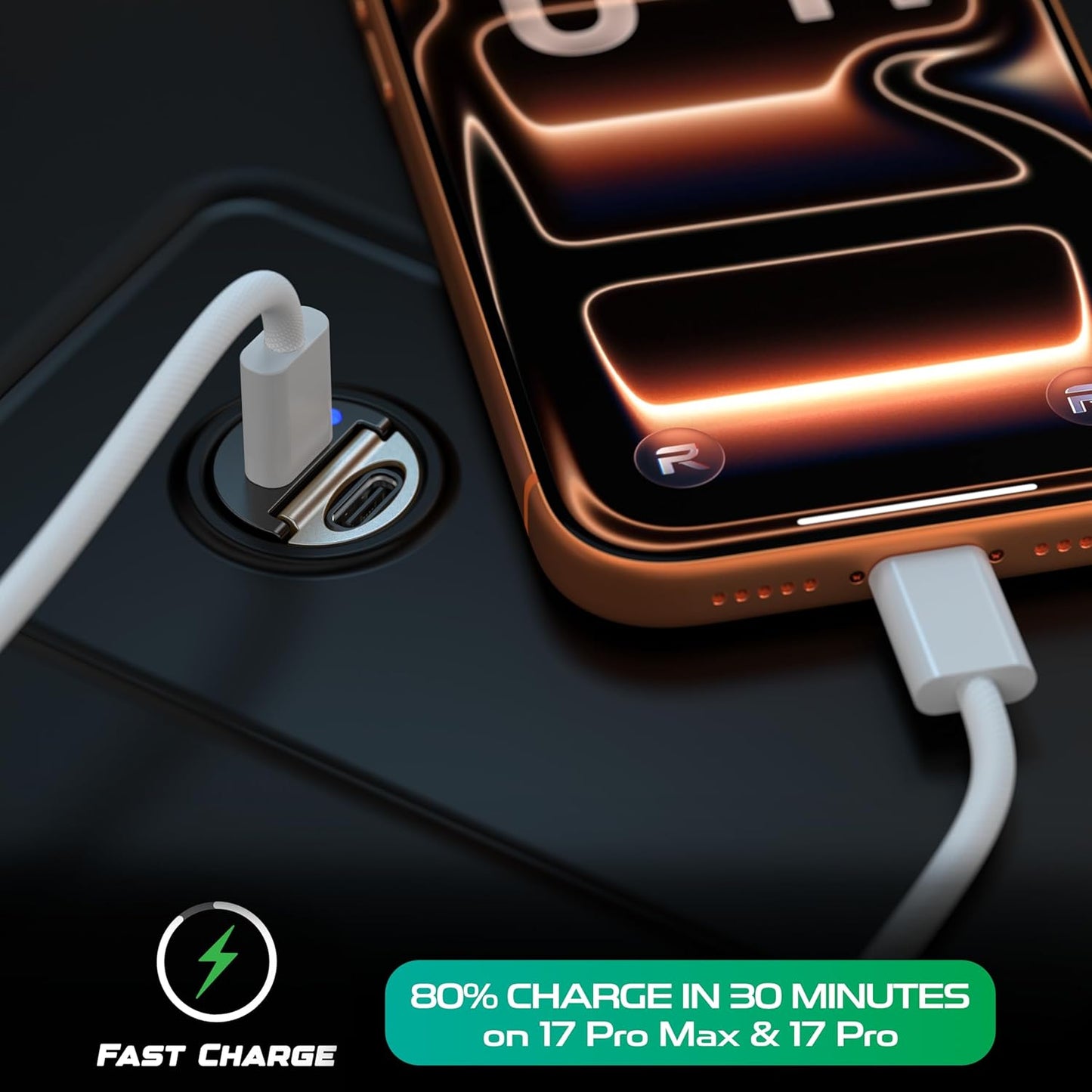 REBEL Dual 65W USB C Fast Car Charger 12V/24V [Smallest Metal Frame] PD65W, QC60W 4.0/3.0, Flush Fit, Cigarette Lighter Adapter for iPhone 17 Pro Max Air 16 Plus 15 14 13 12 iPad, MacBook, S25. S24