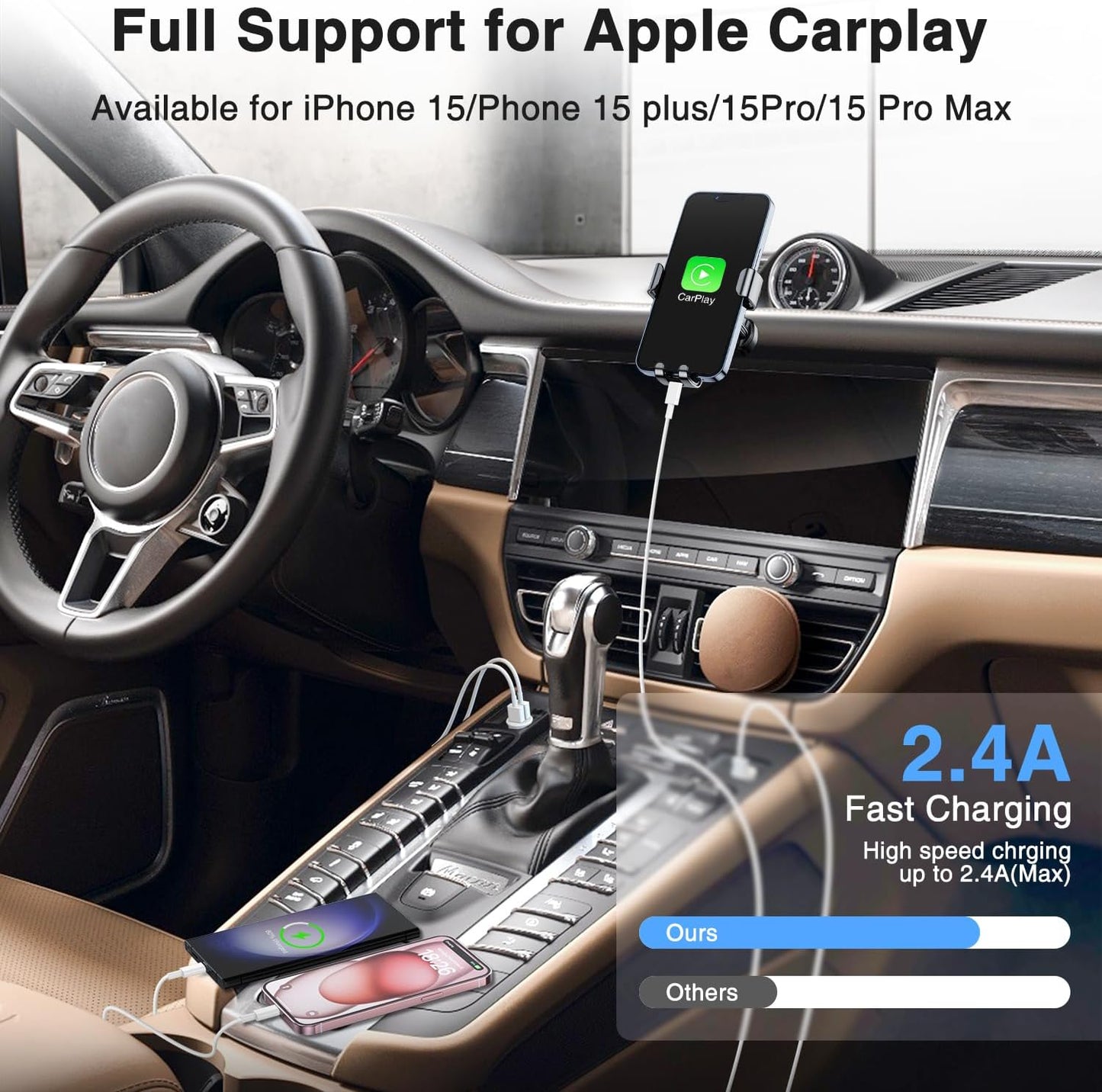 3 Pack Car Carplay Cable for iPhone 16 15 Pro Max 15 Plus,3FT USB to USB C Cable for Car Charger Adapter, Carplay USB C Cord Accessories Charging for iPad 10th Gen/iPad Pro Air 5th-White