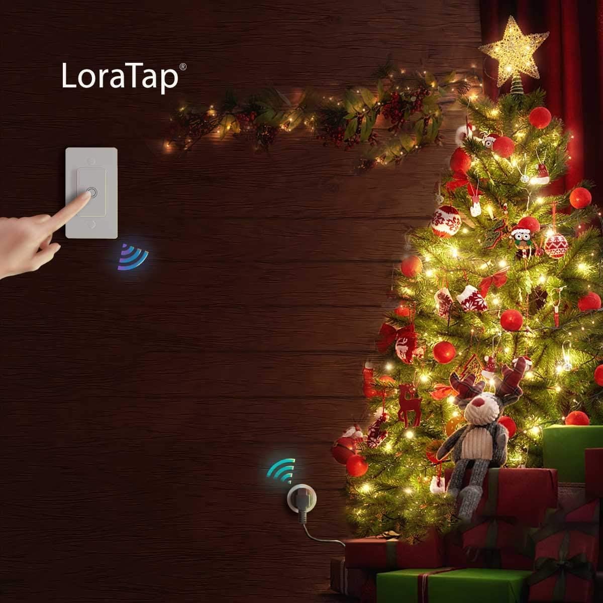 LoraTap Remote Control Outlet: Wireless Wall Switch — 656ft Range — on Off Outlet Switch for Lights & Small Appliances — Pre-Programmed & No Wiring